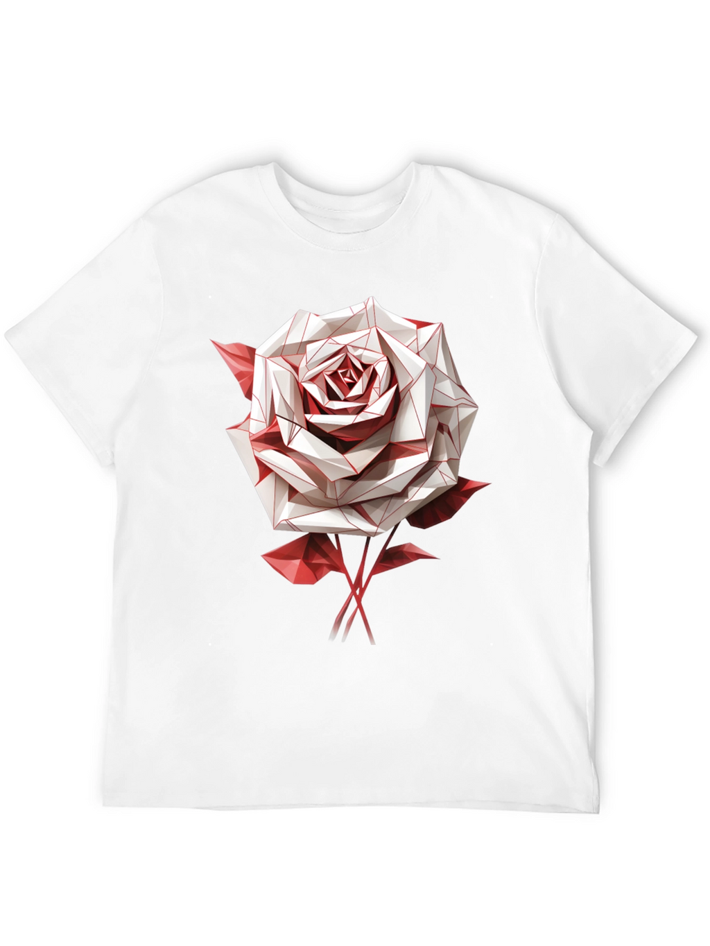 Geometric Rose Graphic Tee - Stylish Mens Black T-Shirt