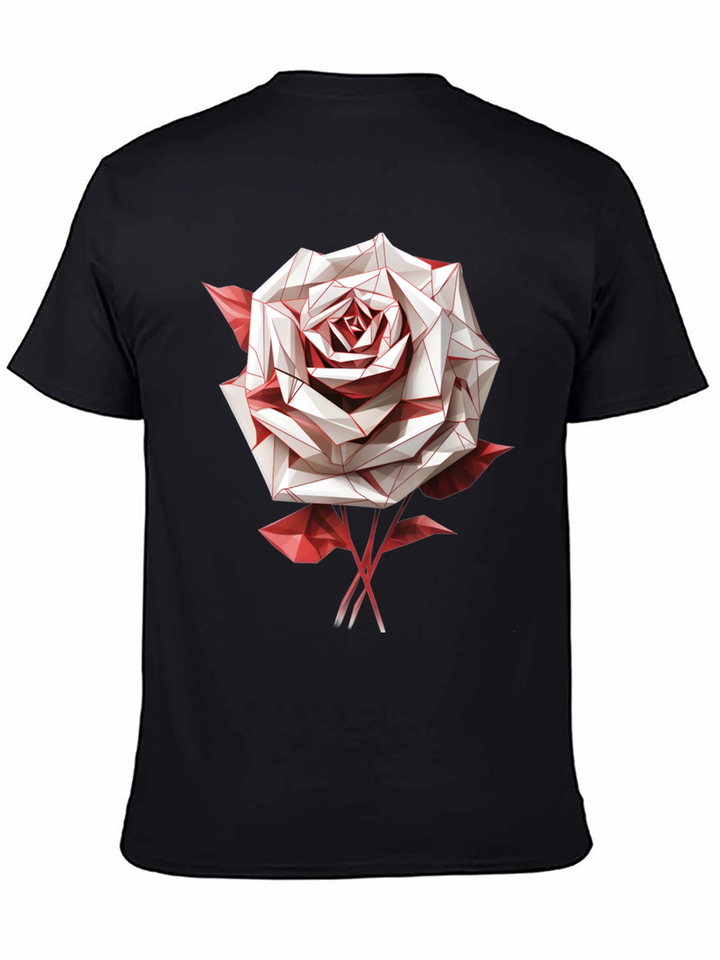 Geometric Rose Graphic Tee - Stylish Mens Black T-Shirt