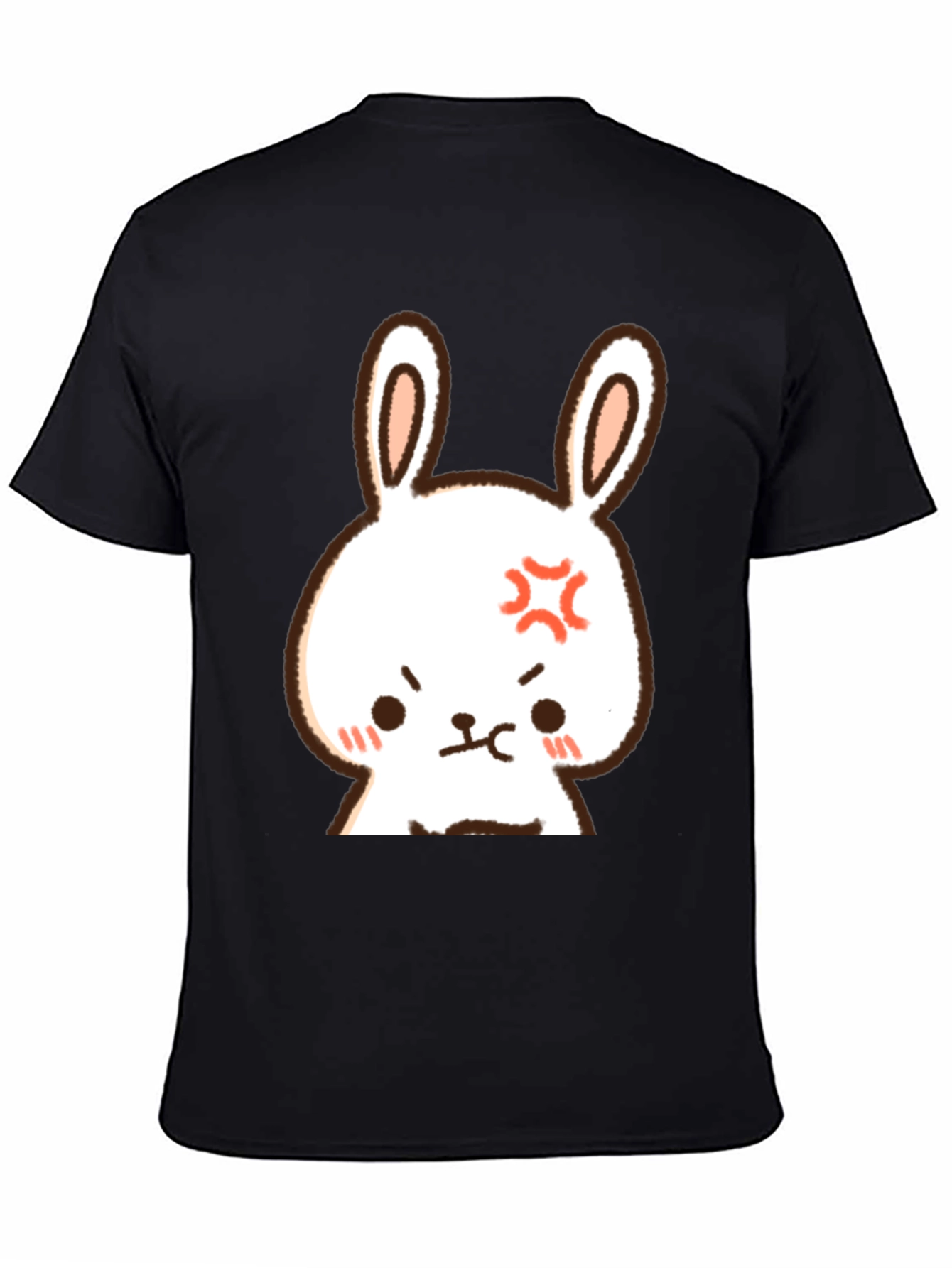 Angry Bunny Graphic Tee - Mens Black Cotton T-Shirt