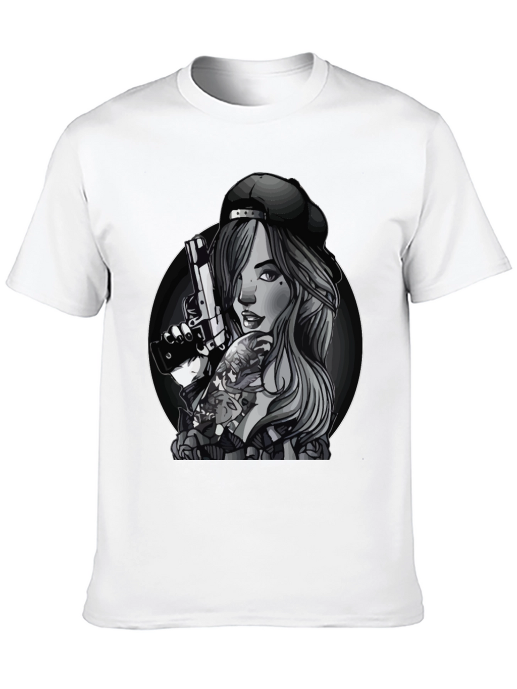 Gun Girl Graphic T-Shirt - Unisex Black Tee