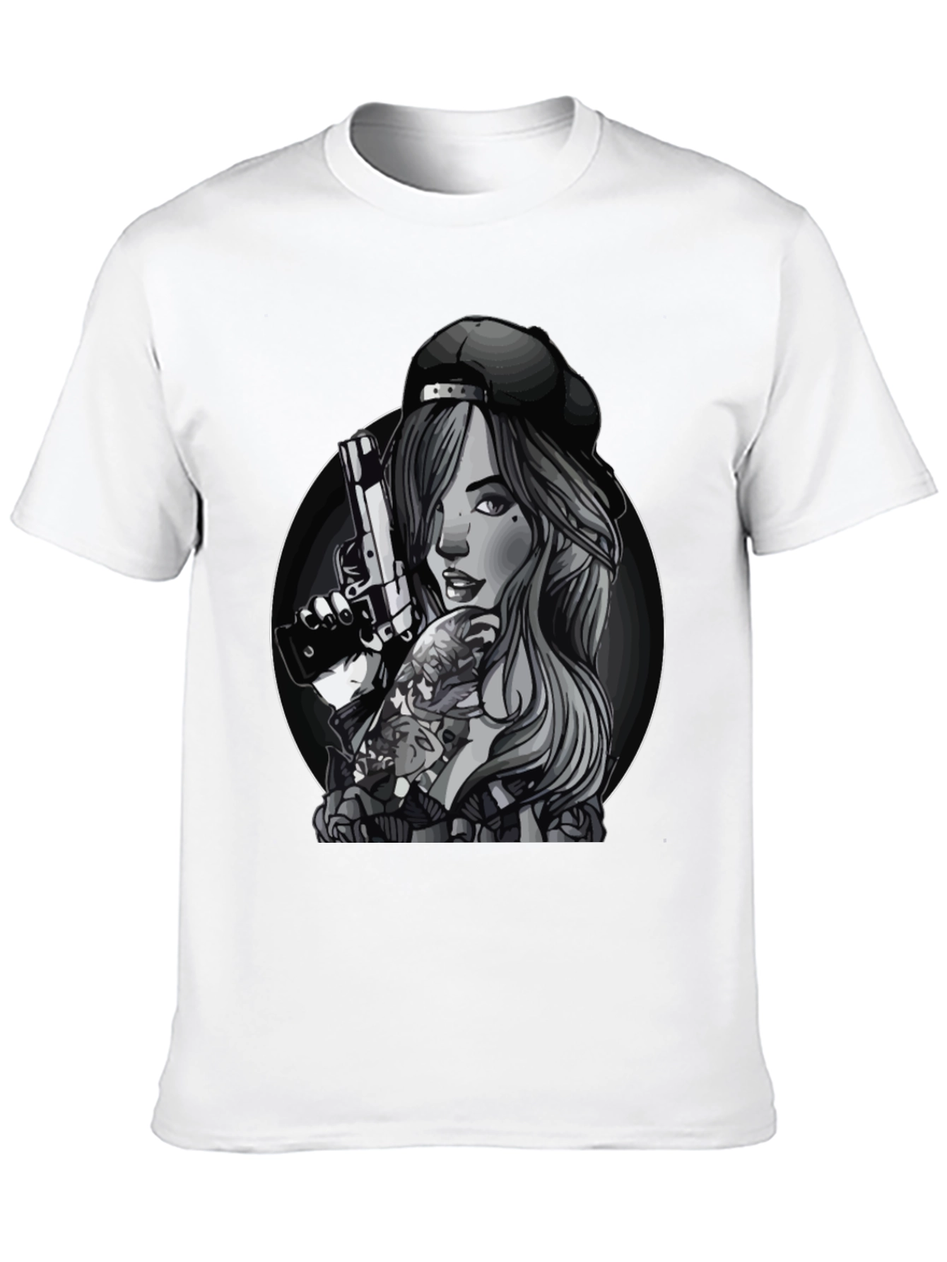 Gun Girl Graphic T-Shirt - Unisex Black Tee