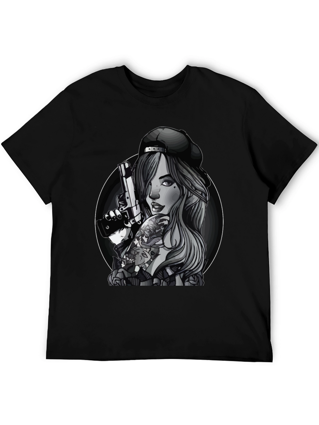 Gun Girl Graphic T-Shirt - Unisex Black Tee
