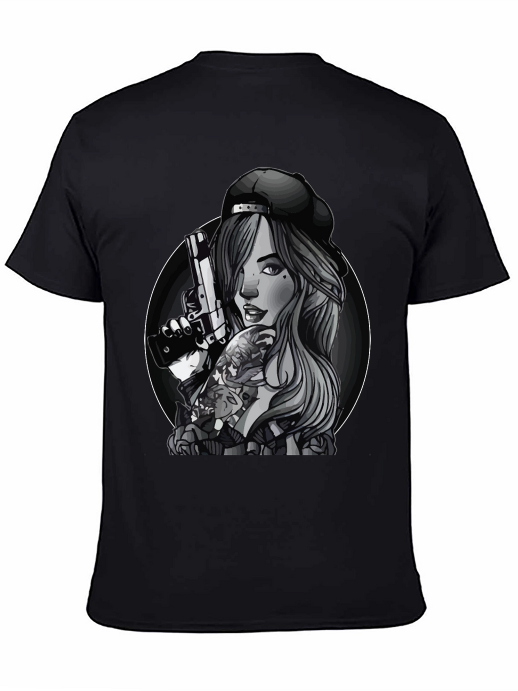 Gun Girl Graphic T-Shirt - Unisex Black Tee