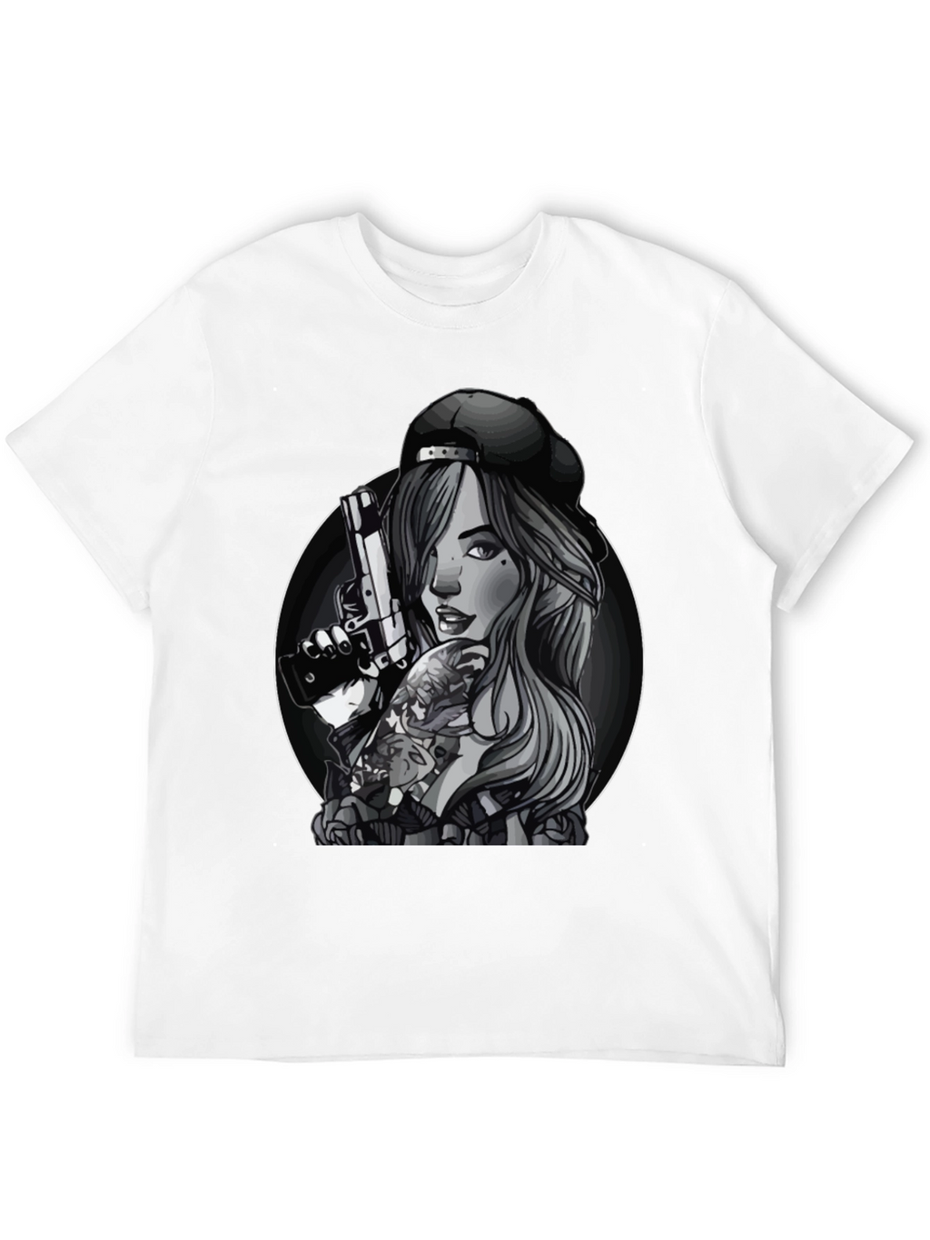 Gun Girl Graphic T-Shirt - Unisex Black Tee