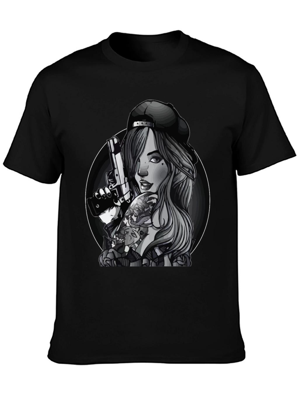 Gun Girl Graphic T-Shirt - Unisex Black Tee