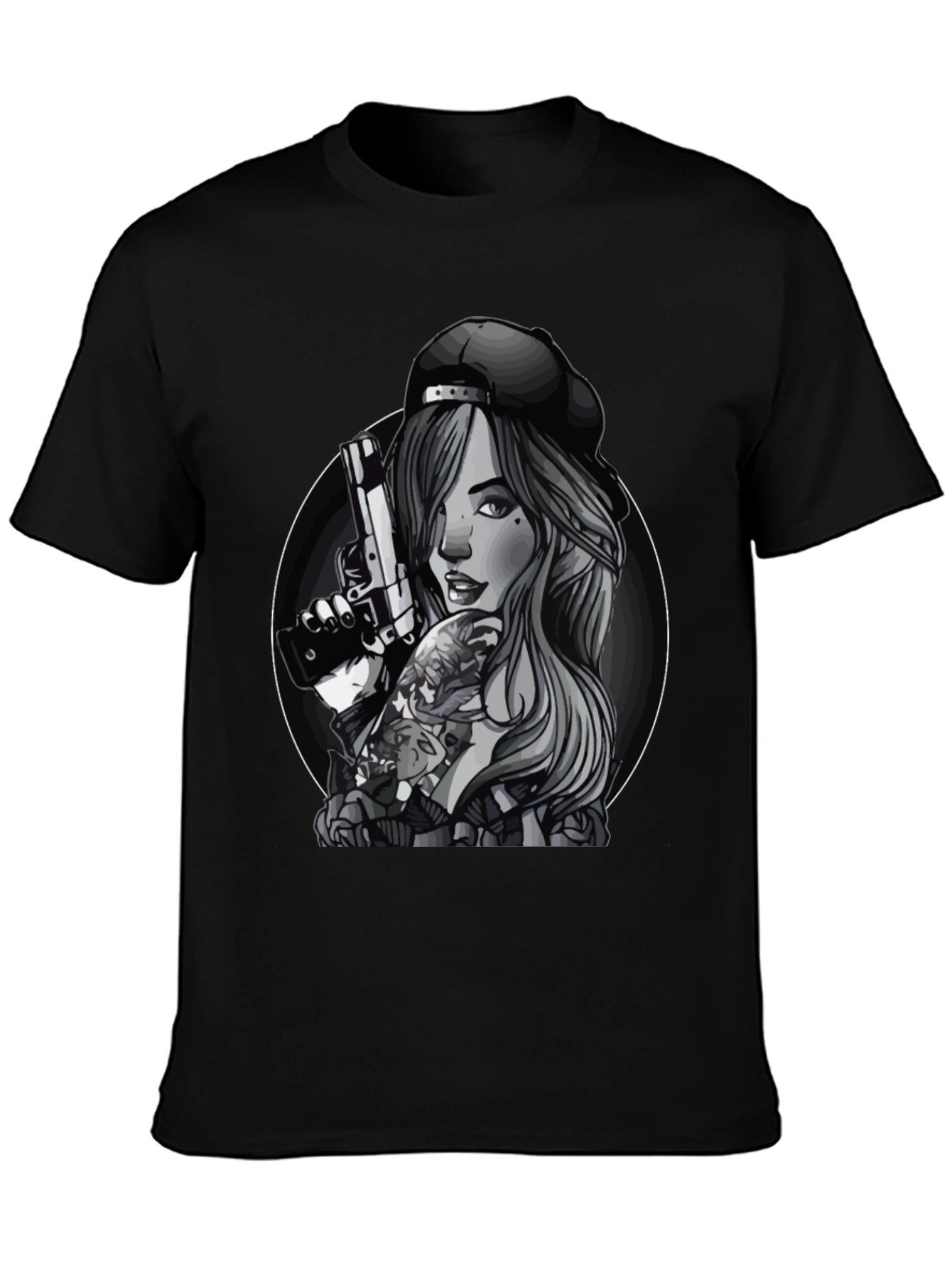 Gun Girl Graphic T-Shirt - Unisex Black Tee