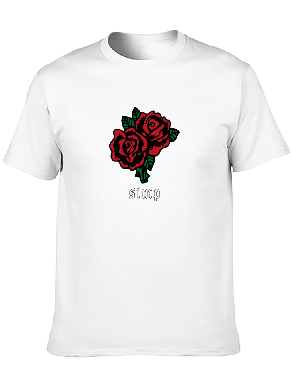 Red Rose Simp Graphic Black T-Shirt