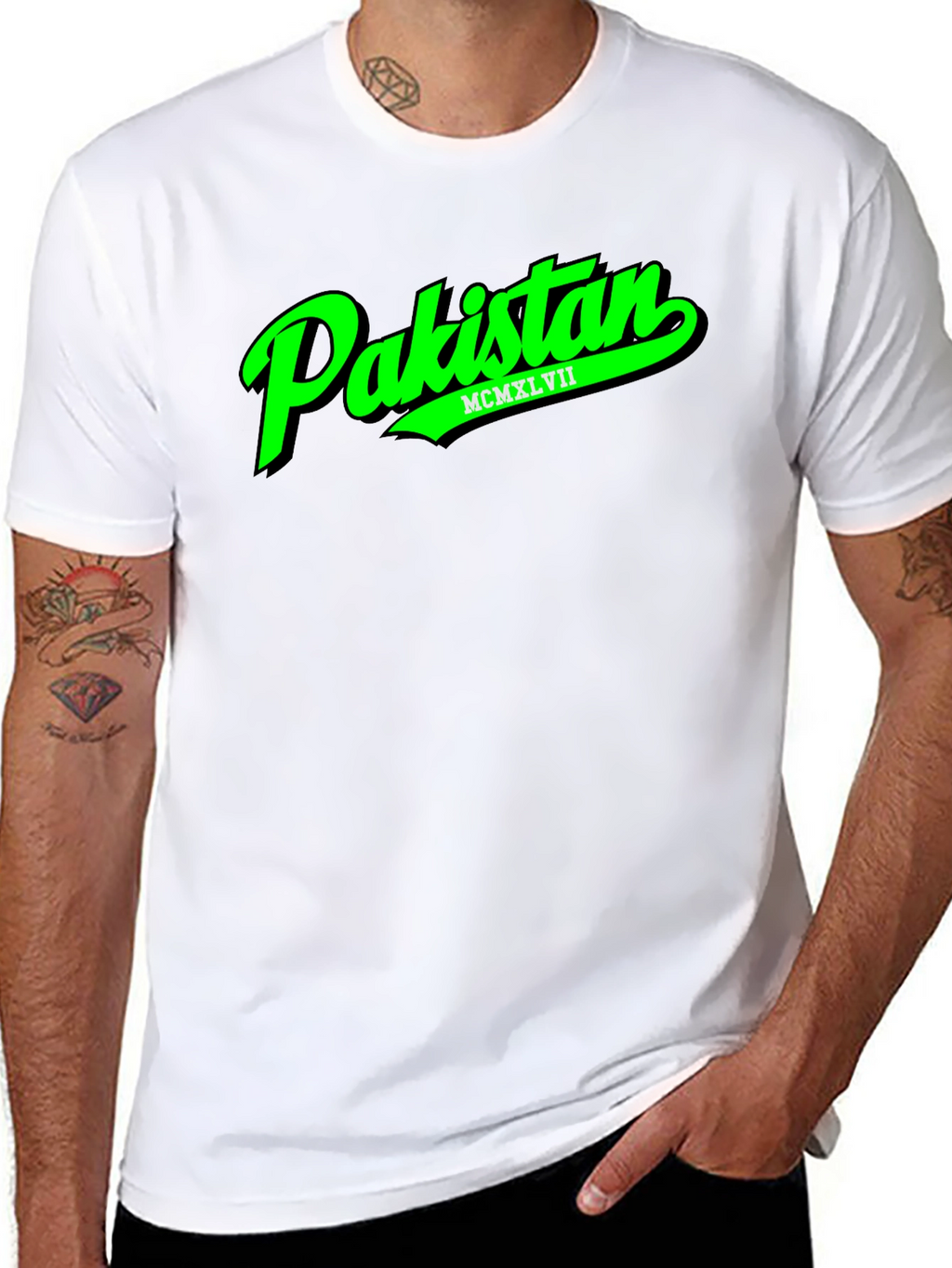 Pakistan T-Shirt - Green Text Graphic Tee