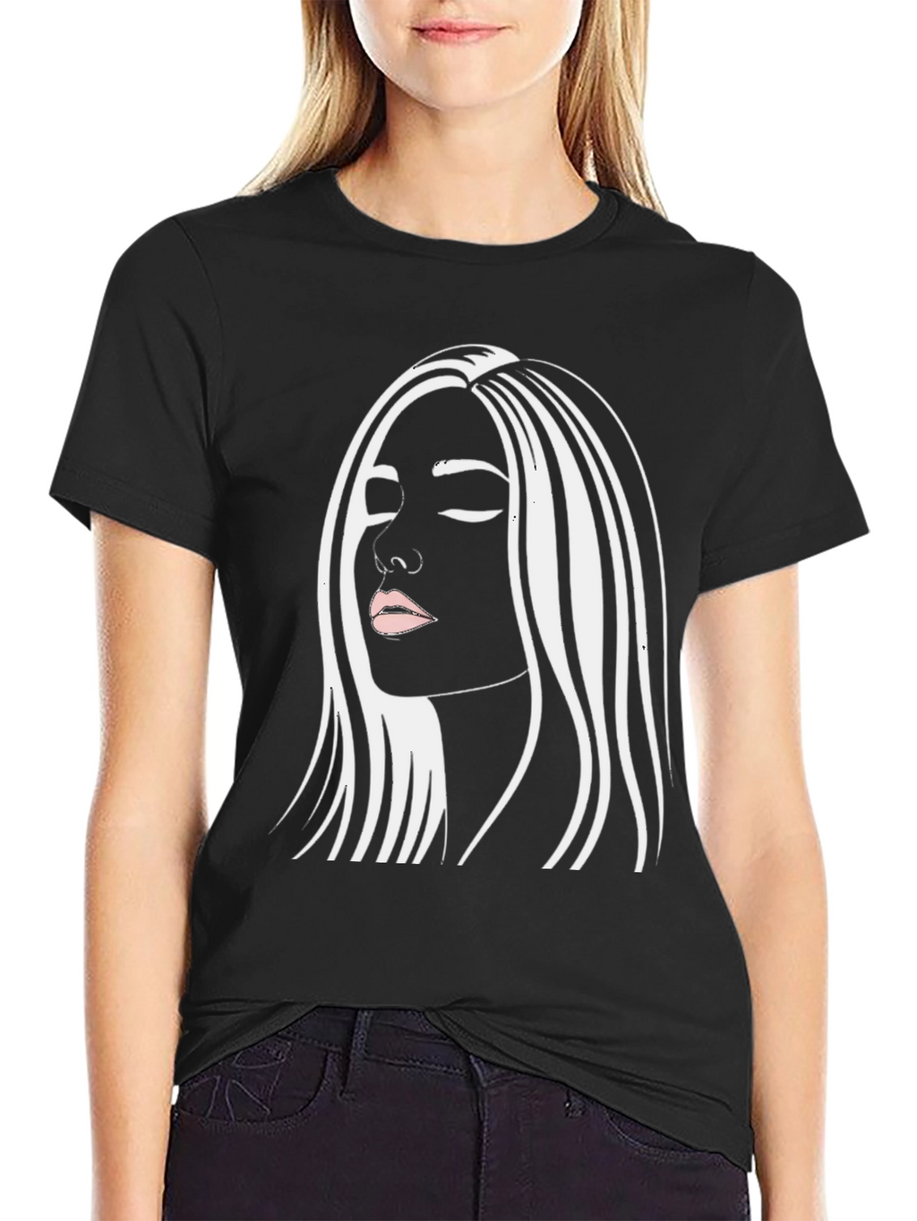 Woman Graphic Black Tee Shirt