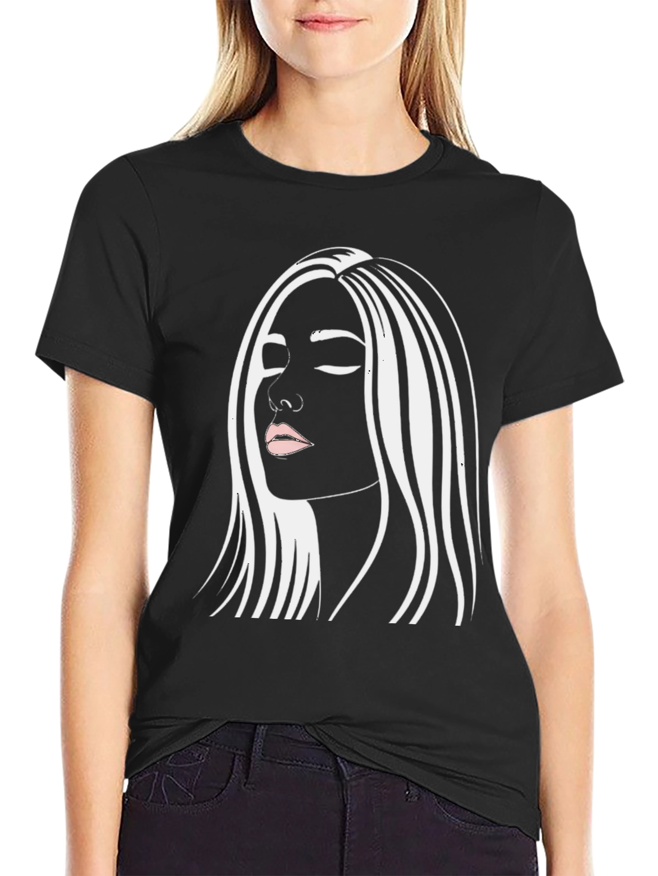 Woman Graphic Black Tee Shirt