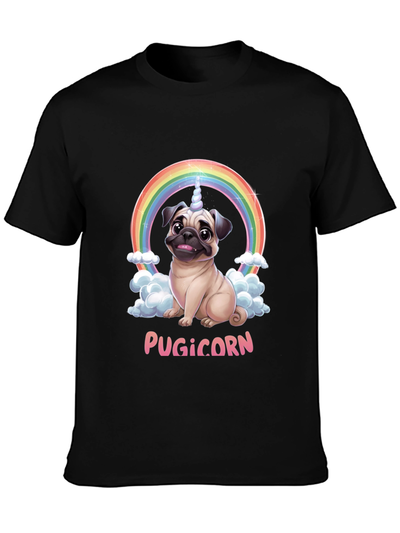 Pugicorn T-Shirt: Funny Pug Unicorn Rainbow Tee