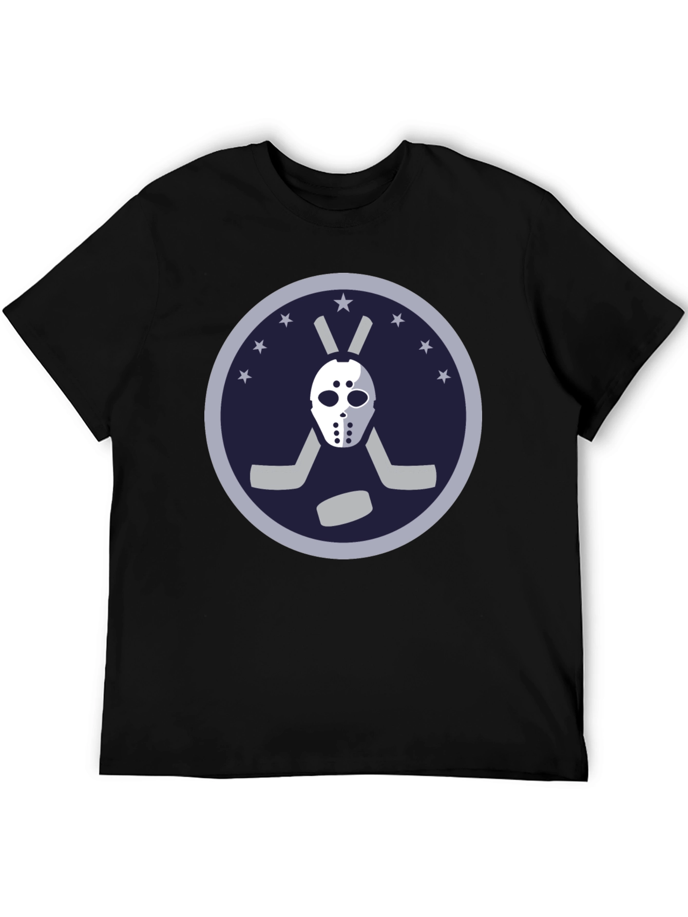 Hockey Mask Graphic Tee - Black Cotton T-Shirt