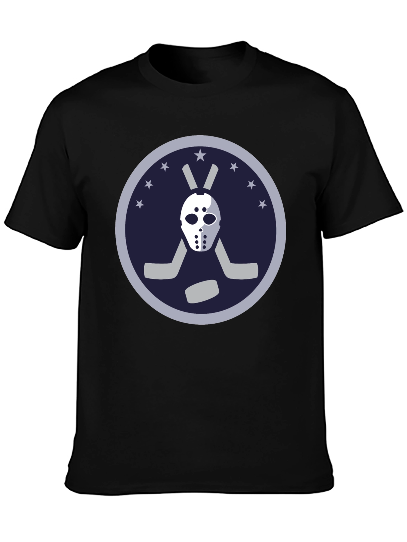 Hockey Mask Graphic Tee - Black Cotton T-Shirt