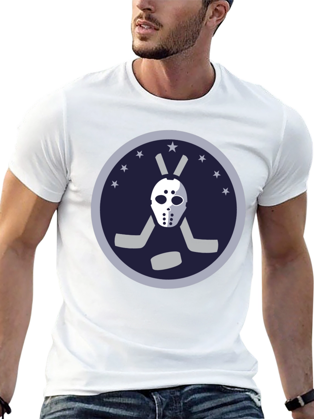 Hockey Mask Graphic Tee - Black Cotton T-Shirt