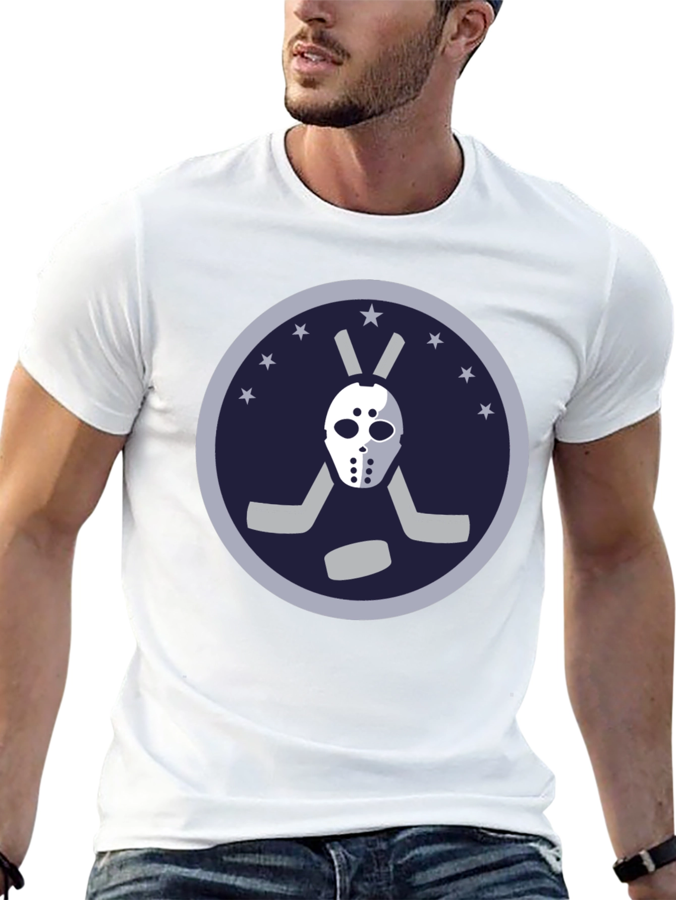 Hockey Mask Graphic Tee - Black Cotton T-Shirt