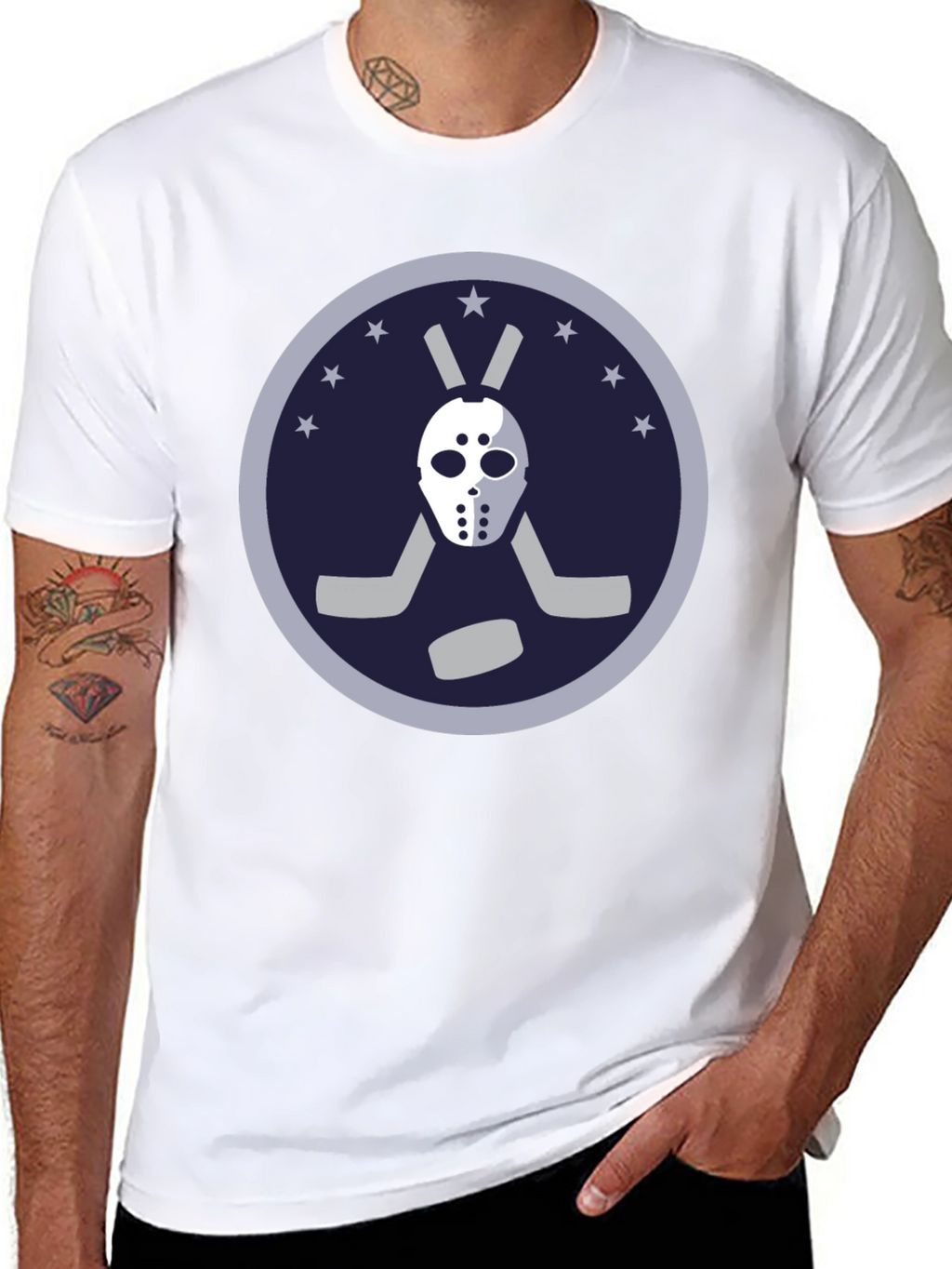 Hockey Mask Graphic Tee - Black Cotton T-Shirt