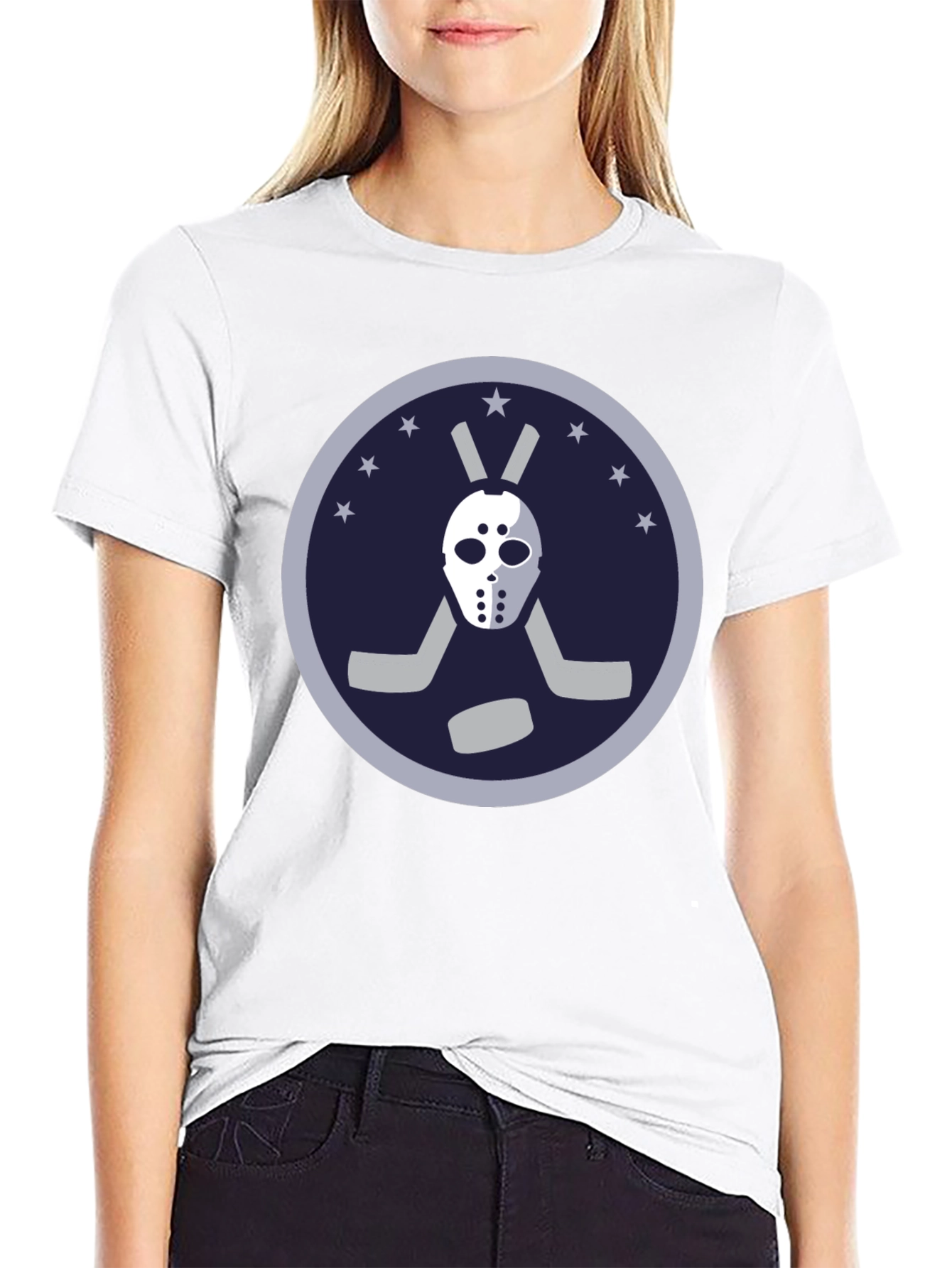 Hockey Mask Graphic Tee - Black Cotton T-Shirt