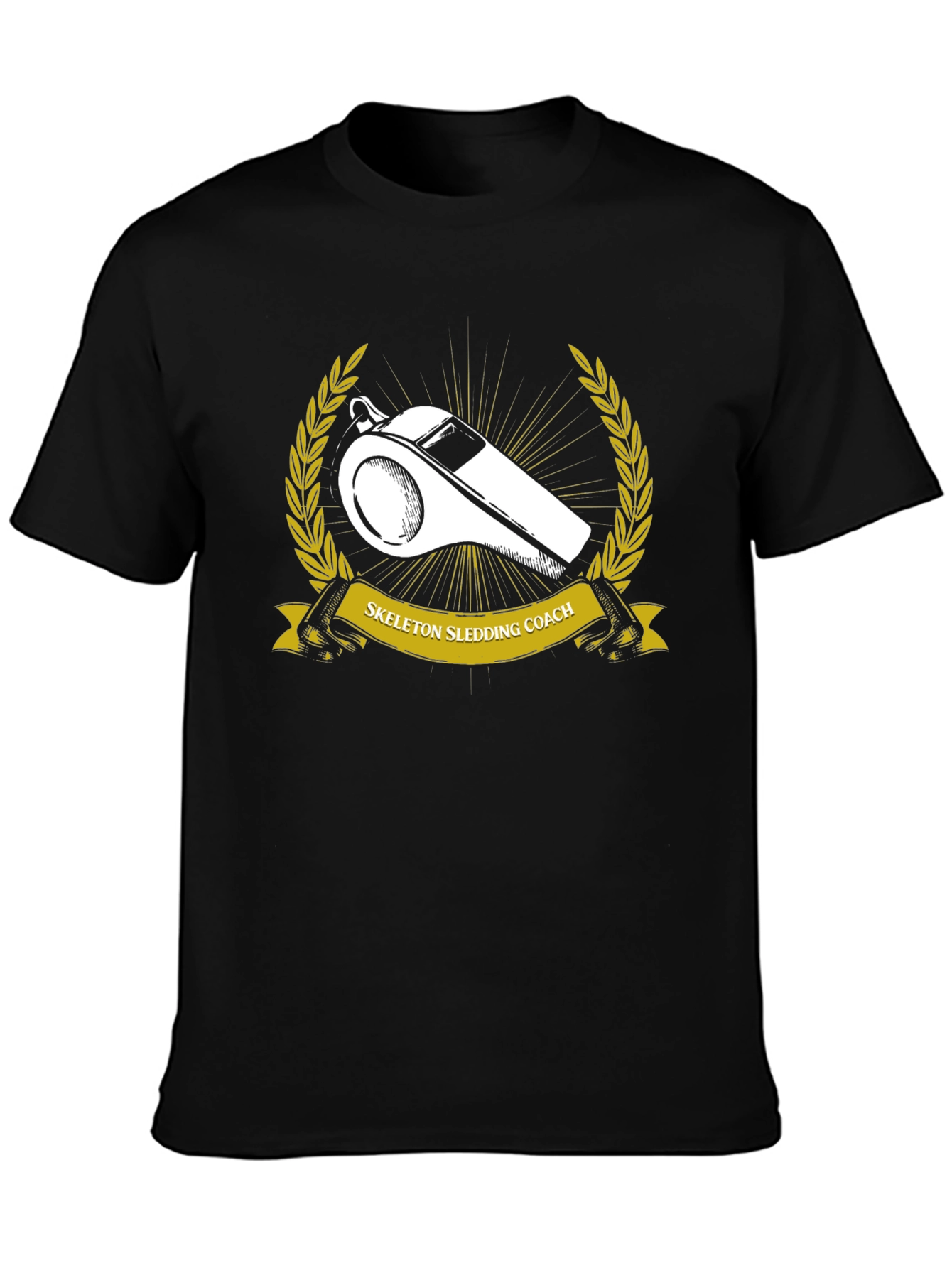 Skeleton Sledding Coach Black T-Shirt