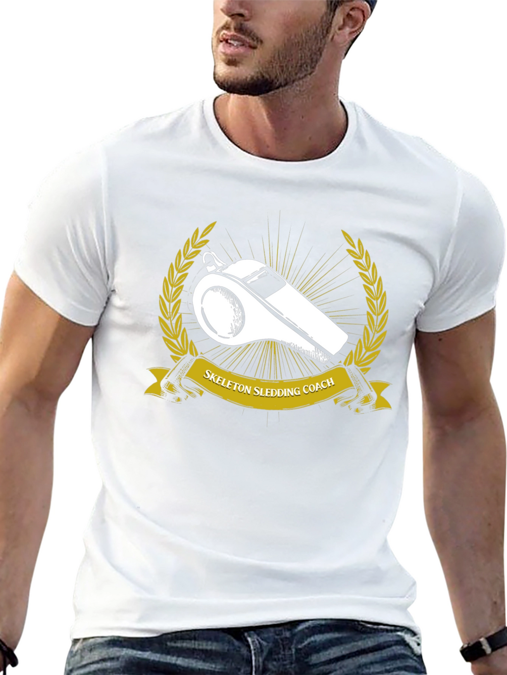 Skeleton Sledding Coach Black T-Shirt