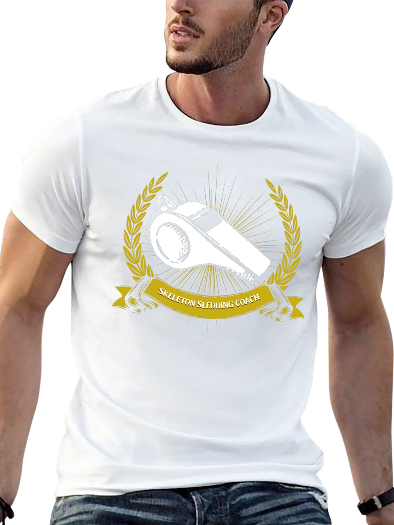 Skeleton Sledding Coach Black T-Shirt