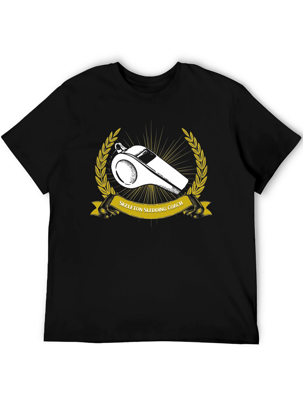 Skeleton Sledding Coach Black T-Shirt