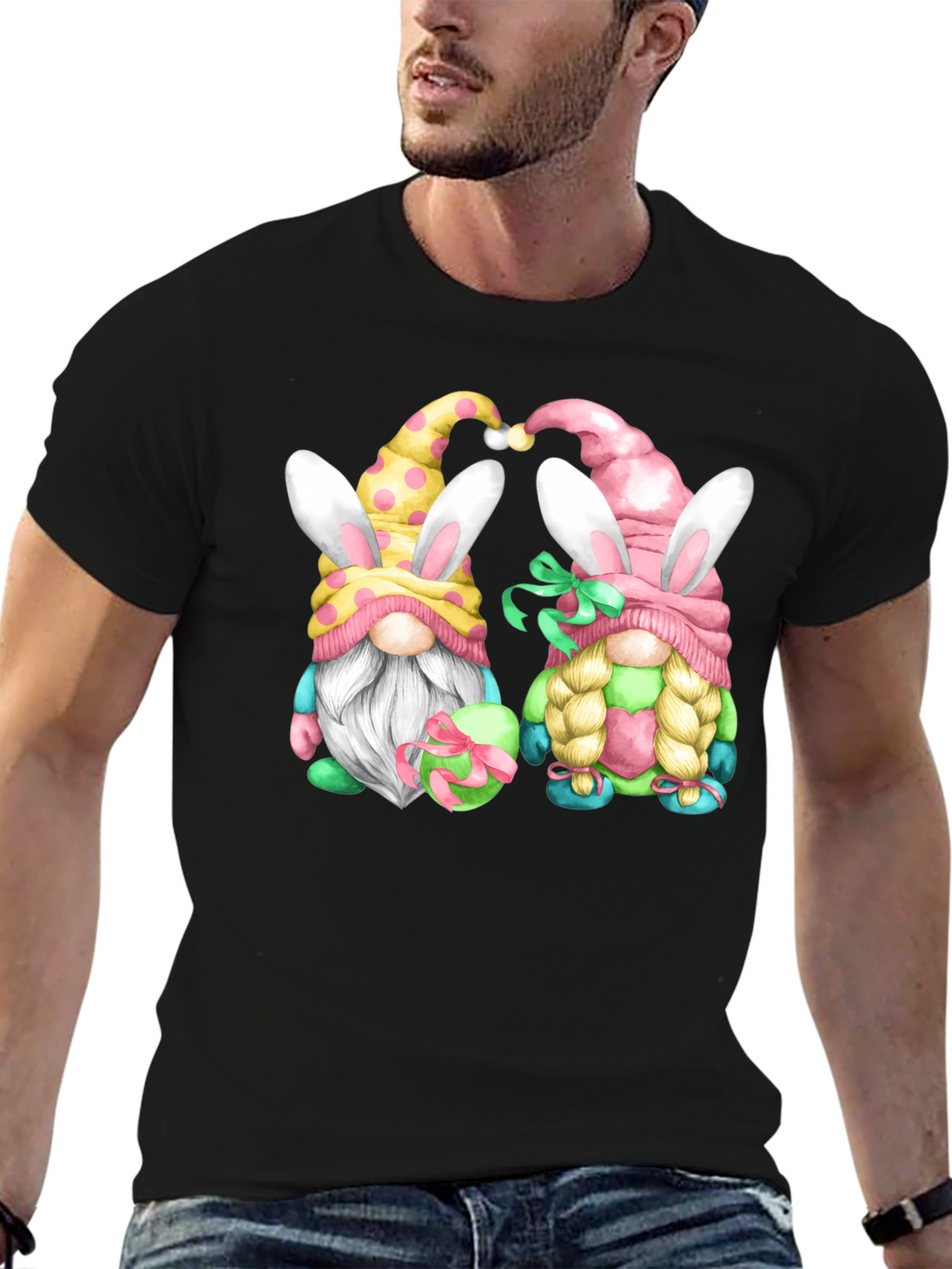 Easter Gnomes Graphic Tee - Black