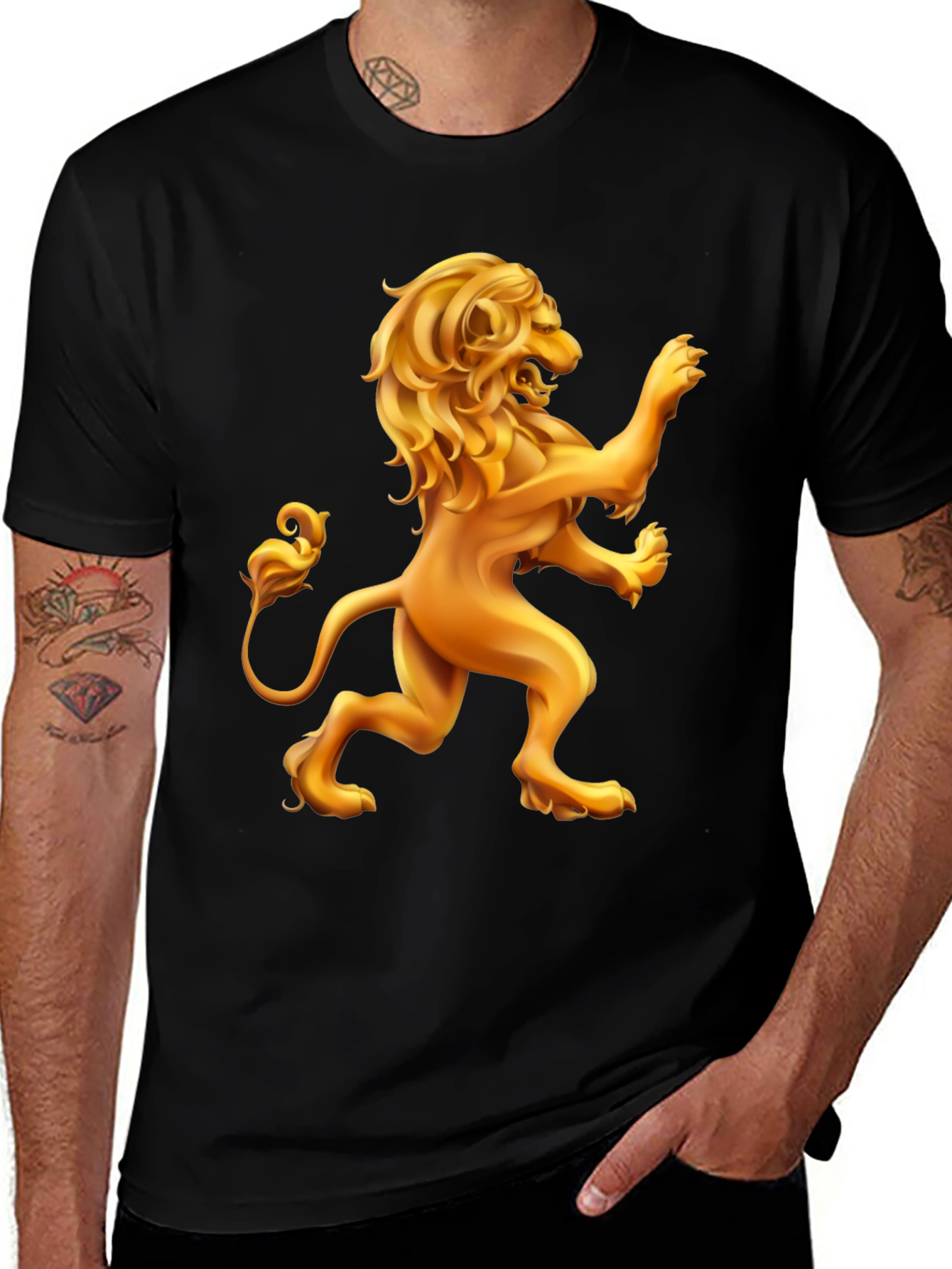 Golden Lion Graphic Black T-Shirt