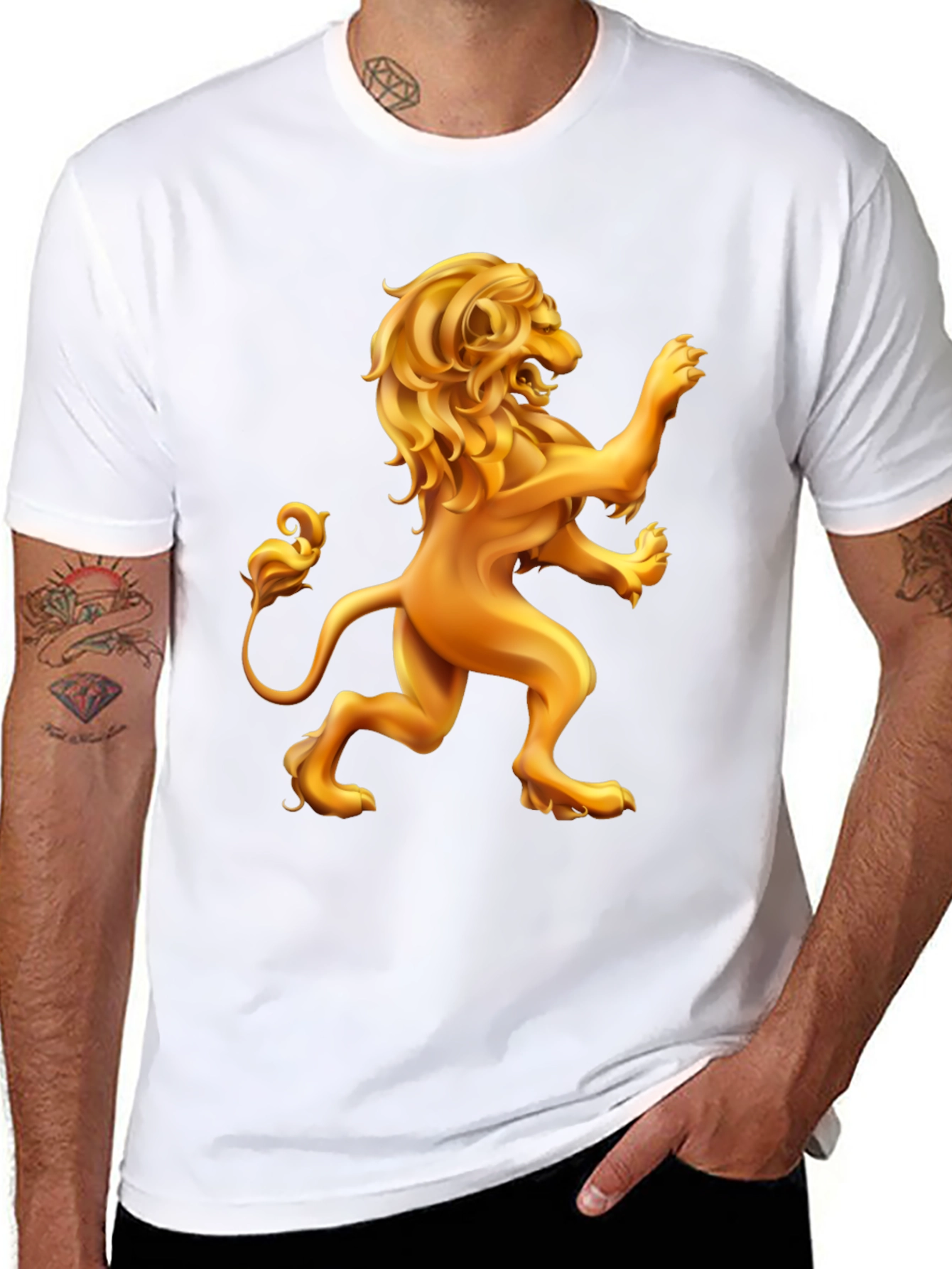 Golden Lion Graphic Black T-Shirt