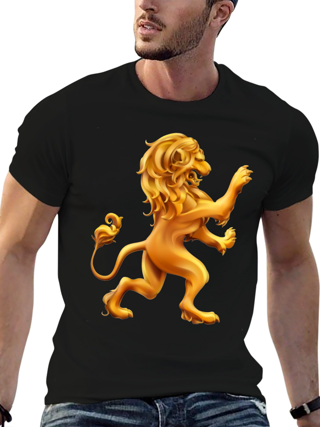 Golden Lion Graphic Black T-Shirt