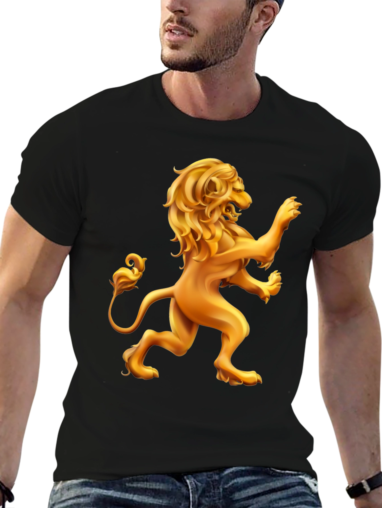 Golden Lion Graphic Black T-Shirt