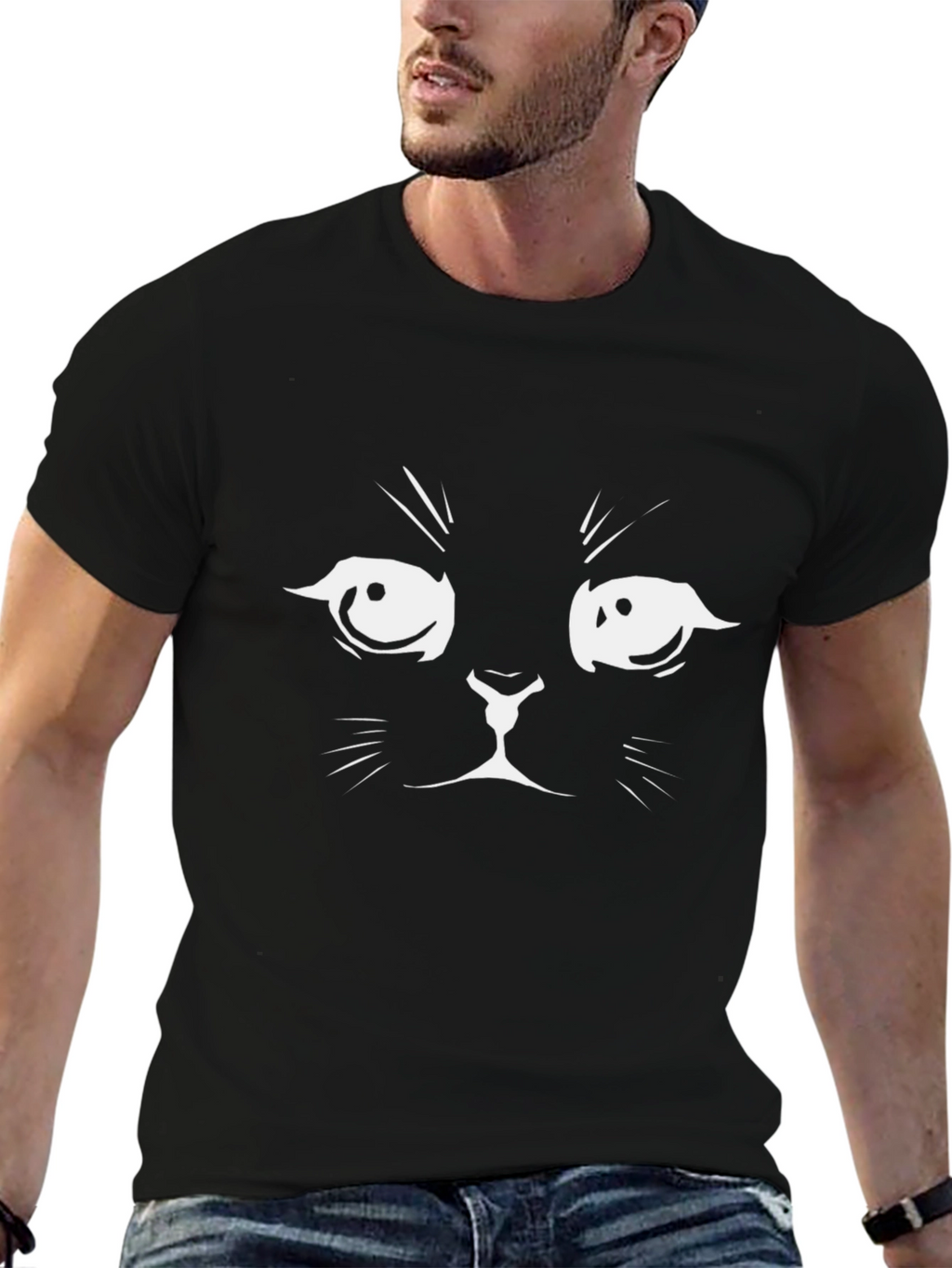 Grumpy Cat Face T-Shirt - Black Cotton Tee
