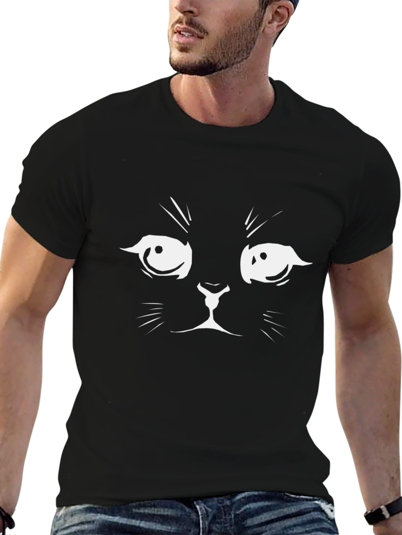 Grumpy Cat Face T-Shirt - Black Cotton Tee