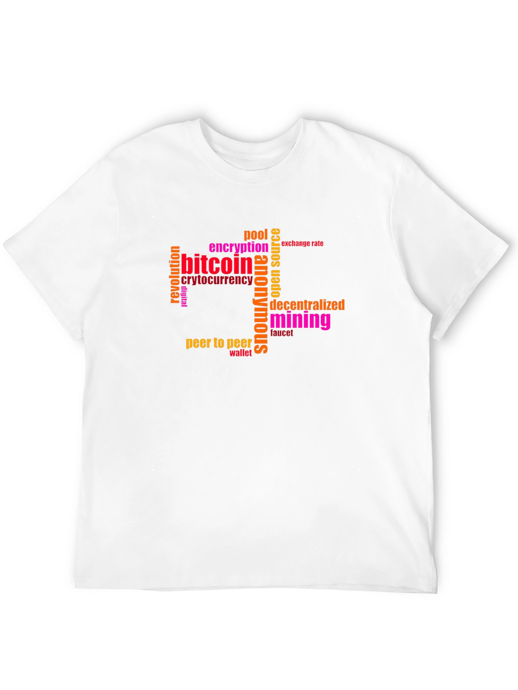 Bitcoin Cryptocurrency Word Art Black T-Shirt