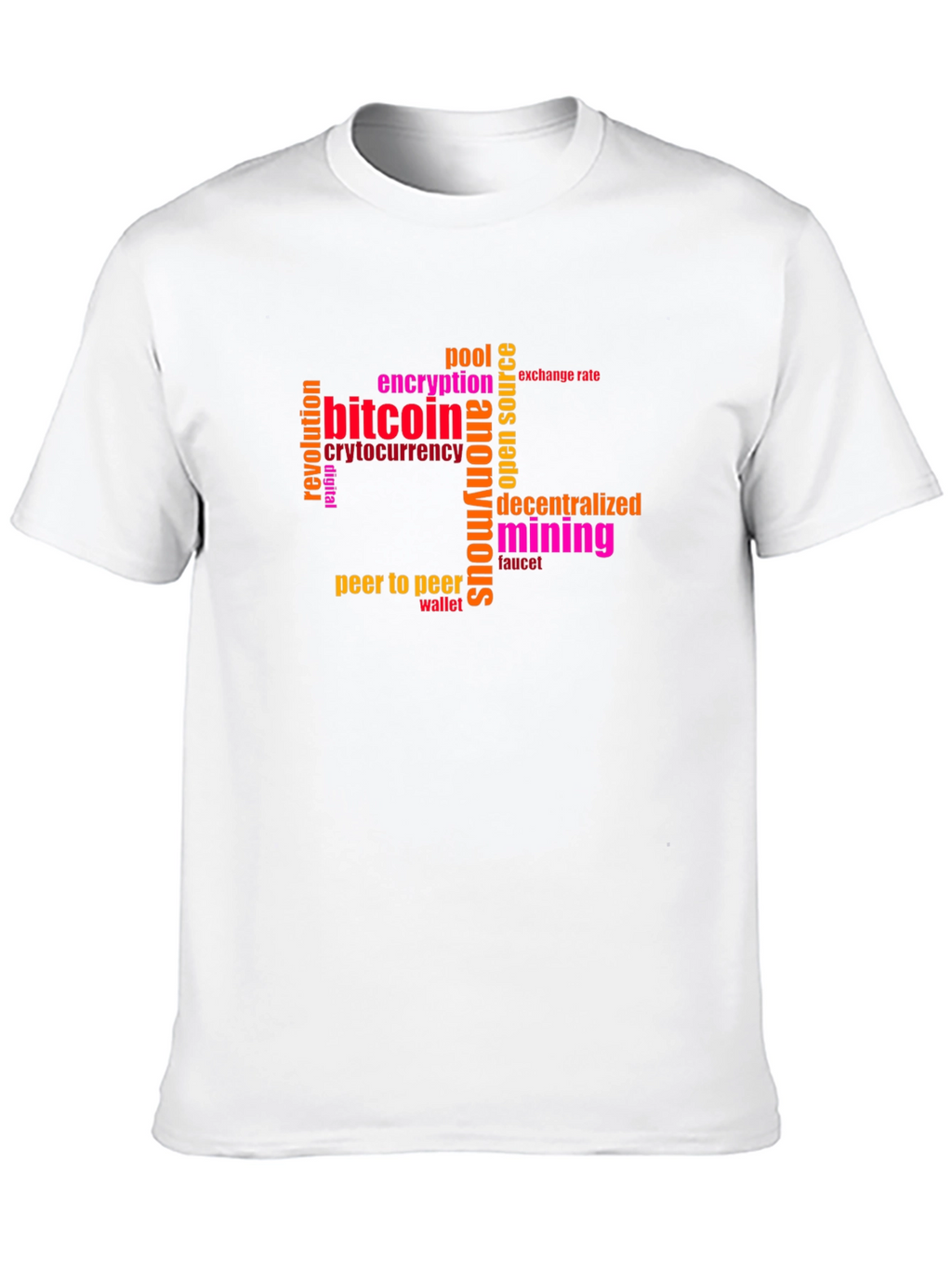Bitcoin Cryptocurrency Word Art Black T-Shirt