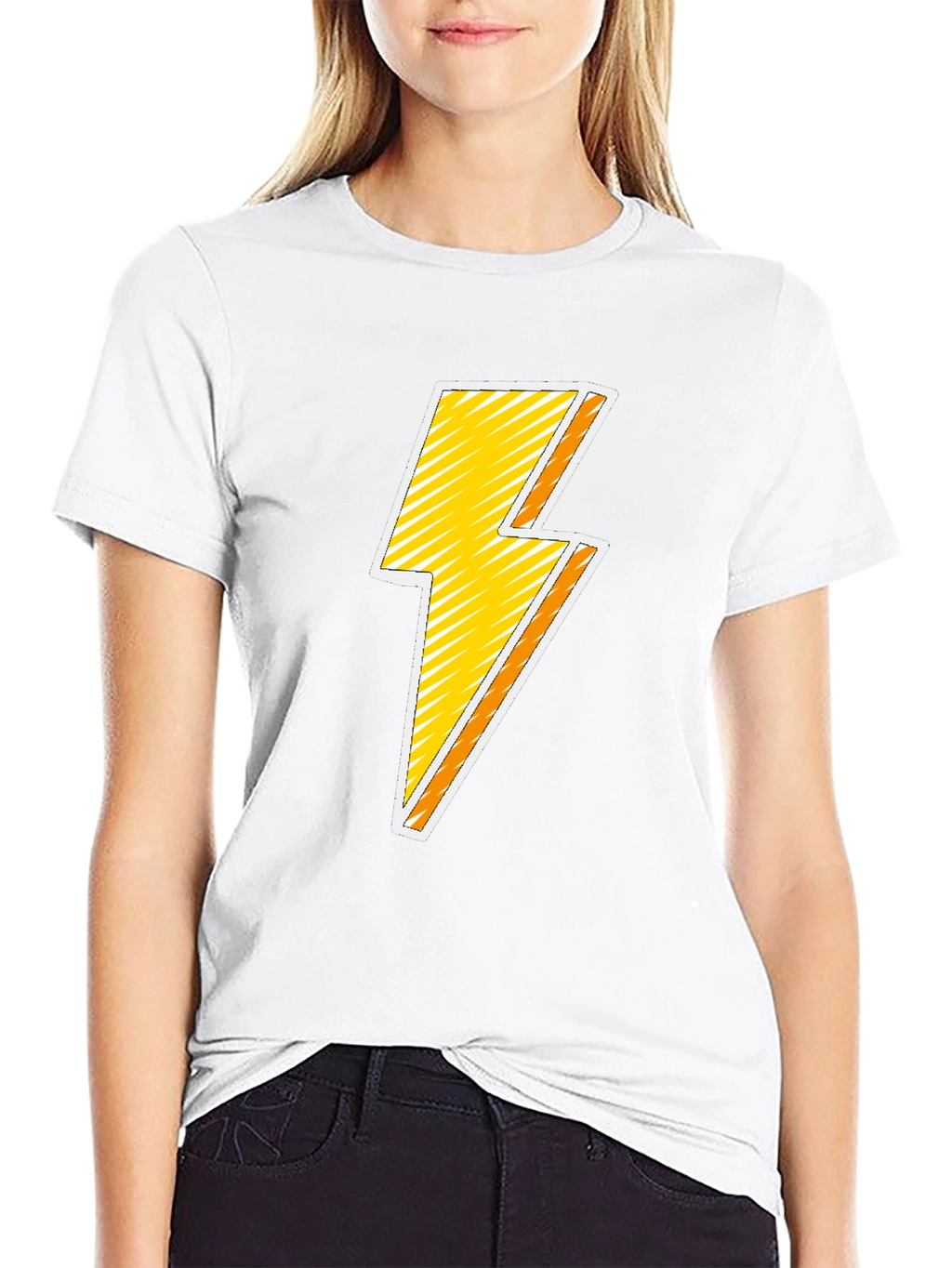 Lightning Bolt Graphic T-Shirt - Black Cotton Blend