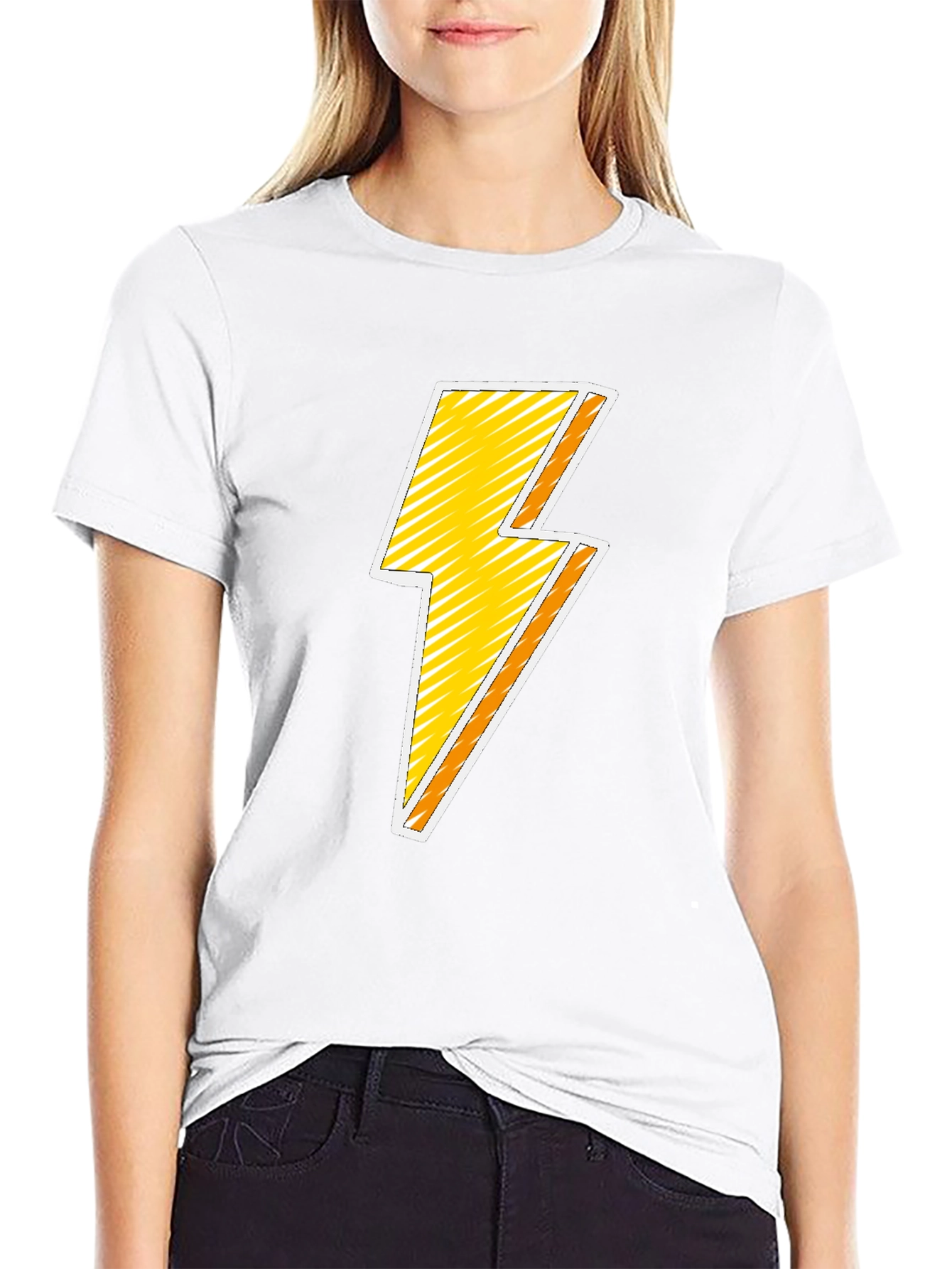 Lightning Bolt Graphic T-Shirt - Black Cotton Blend