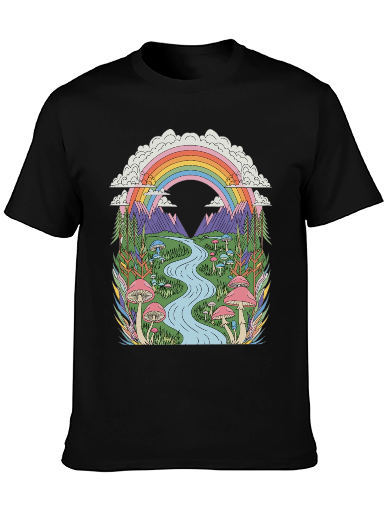 Psychedelic Mushroom Rainbow Graphic Tee