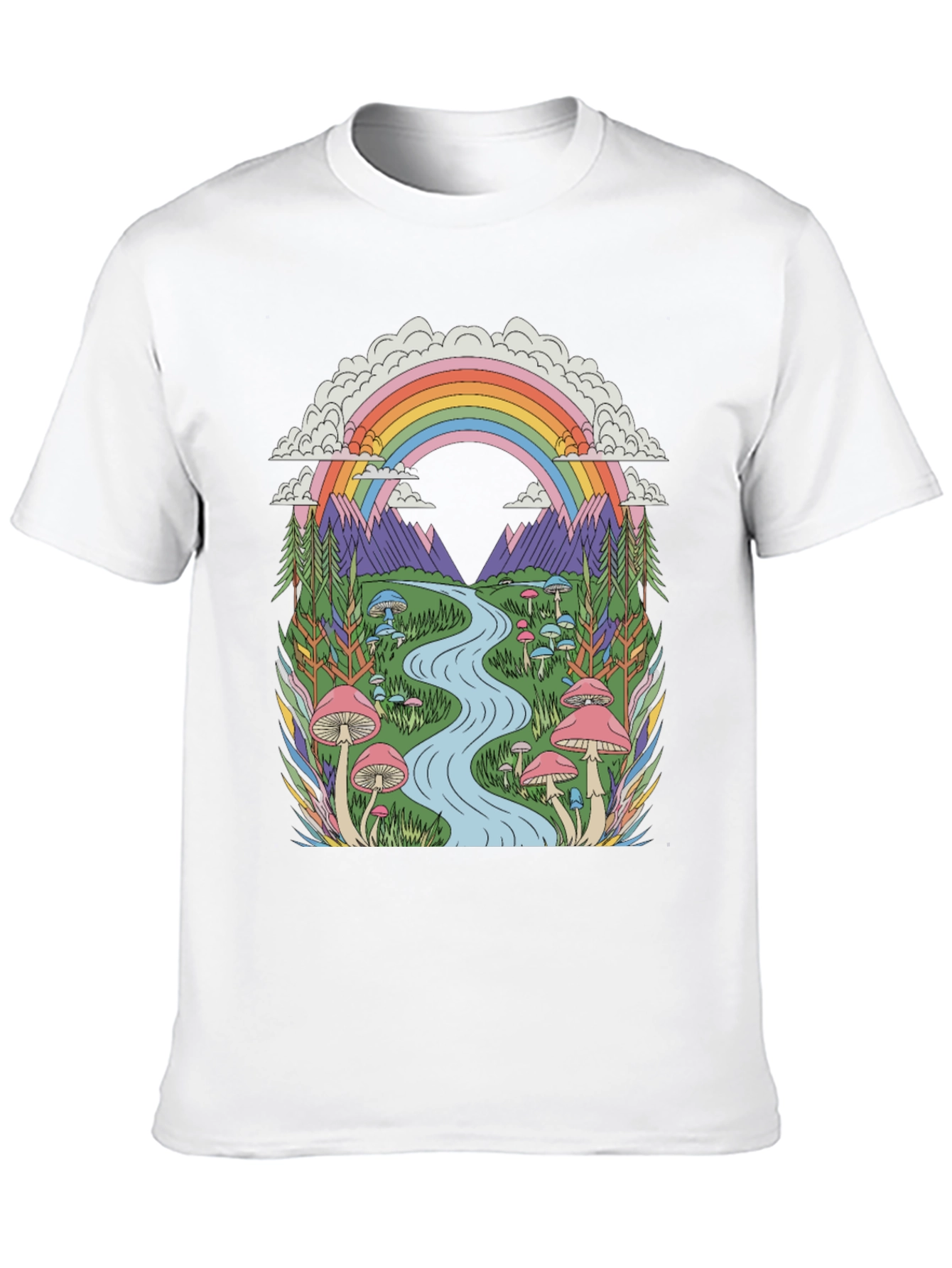 Psychedelic Mushroom Rainbow Graphic Tee