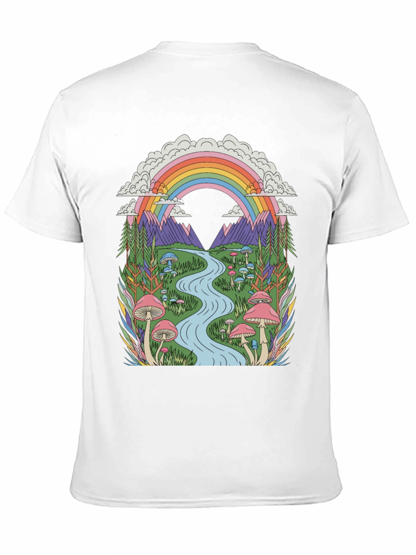 Psychedelic Mushroom Rainbow Graphic Tee