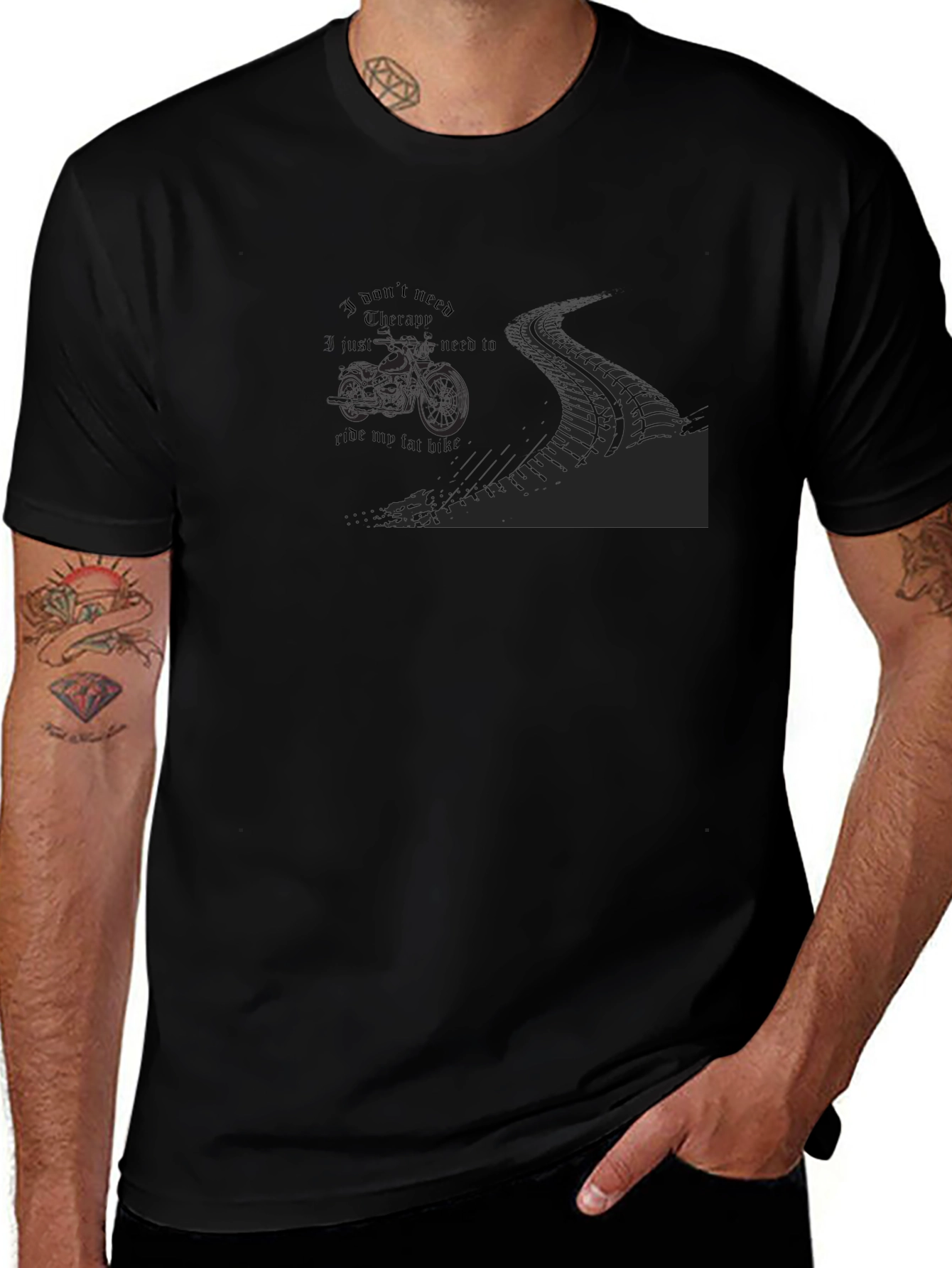 Mens Black Ride My Fat Bike Graphic Tee