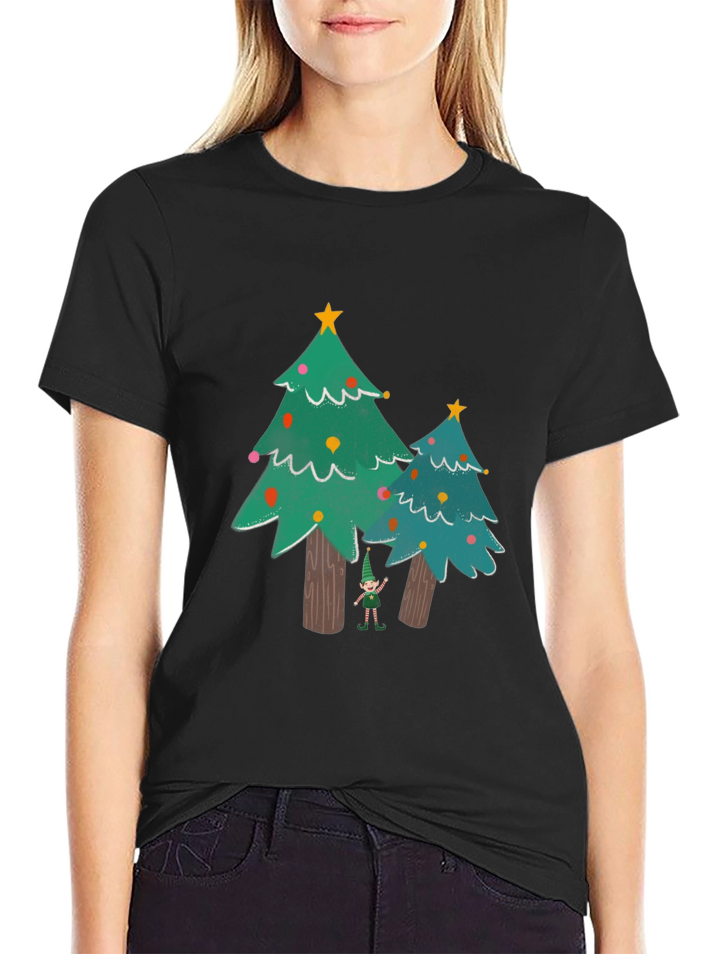 Festive Christmas Tree Elf Graphic Tee