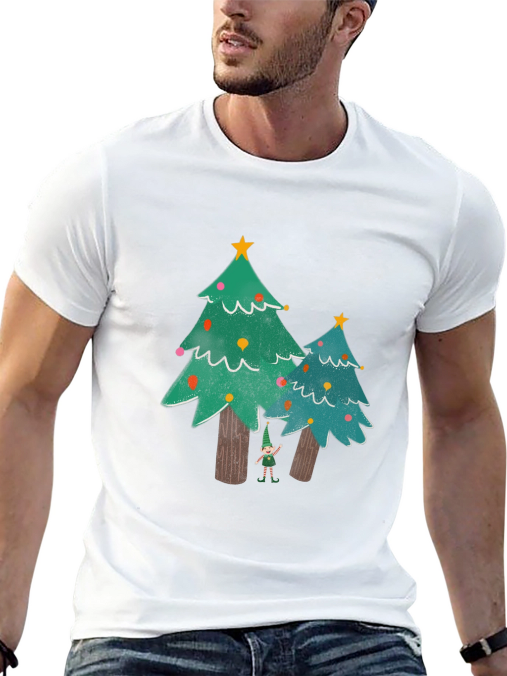 Festive Christmas Tree Elf Graphic Tee