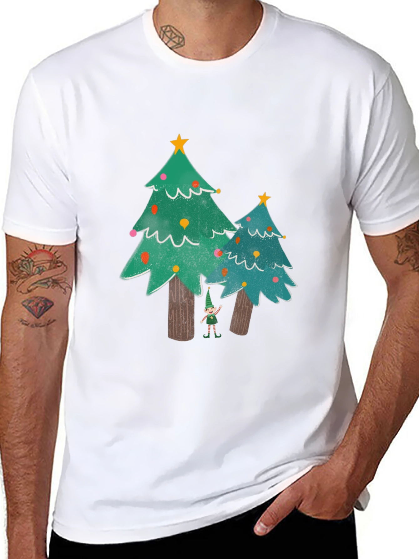 Festive Christmas Tree Elf Graphic Tee