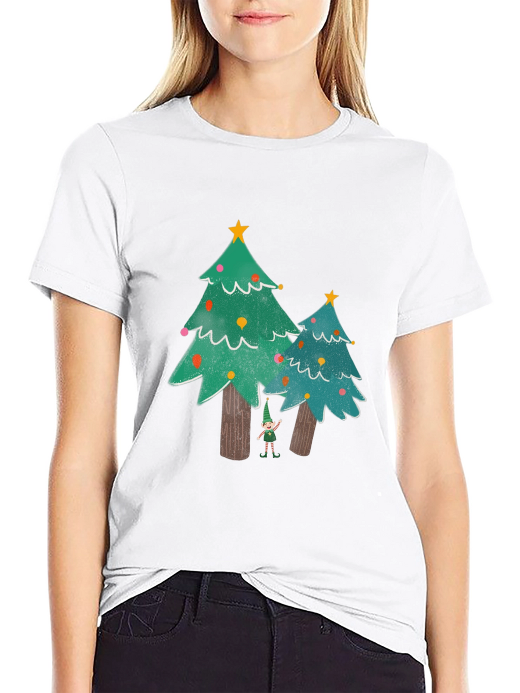 Festive Christmas Tree Elf Graphic Tee