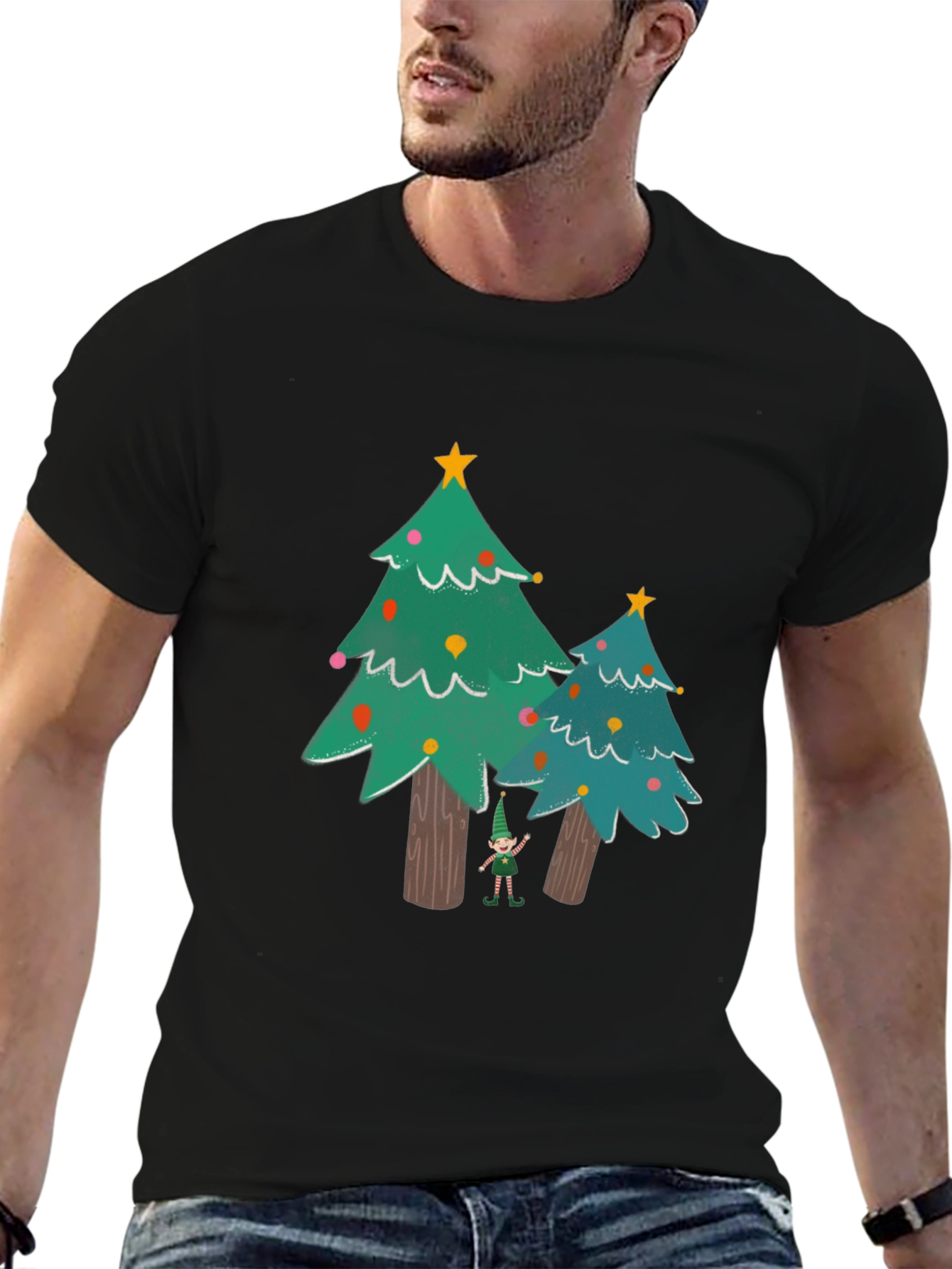 Festive Christmas Tree Elf Graphic Tee