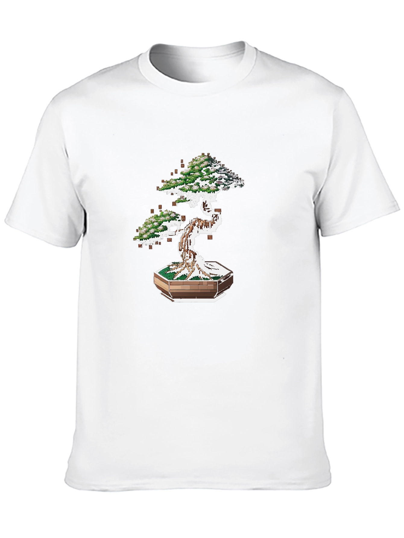 Pixel Bonsai Tree Graphic Tee - Unique Artistic Design