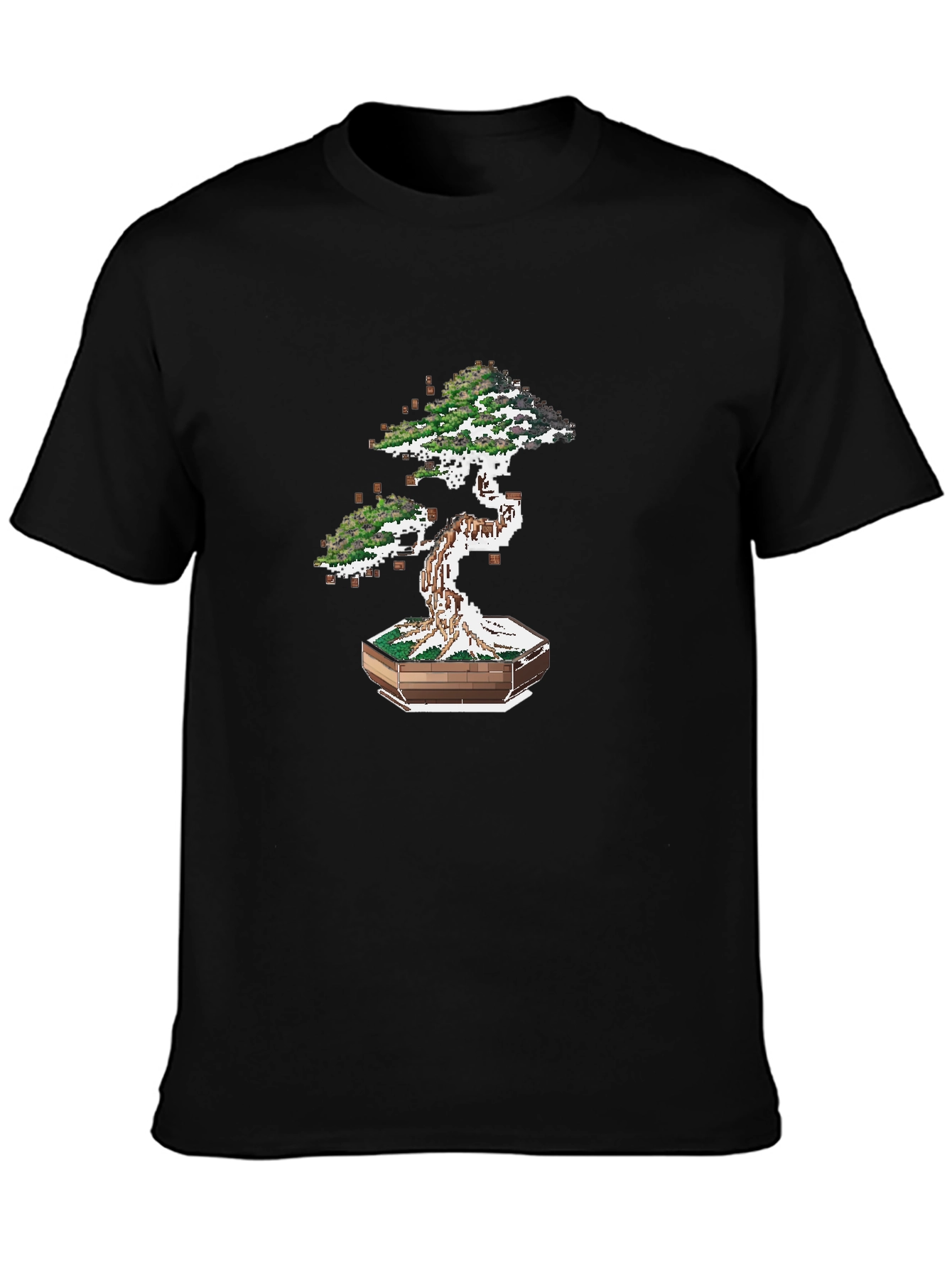 Pixel Bonsai Tree Graphic Tee - Unique Artistic Design
