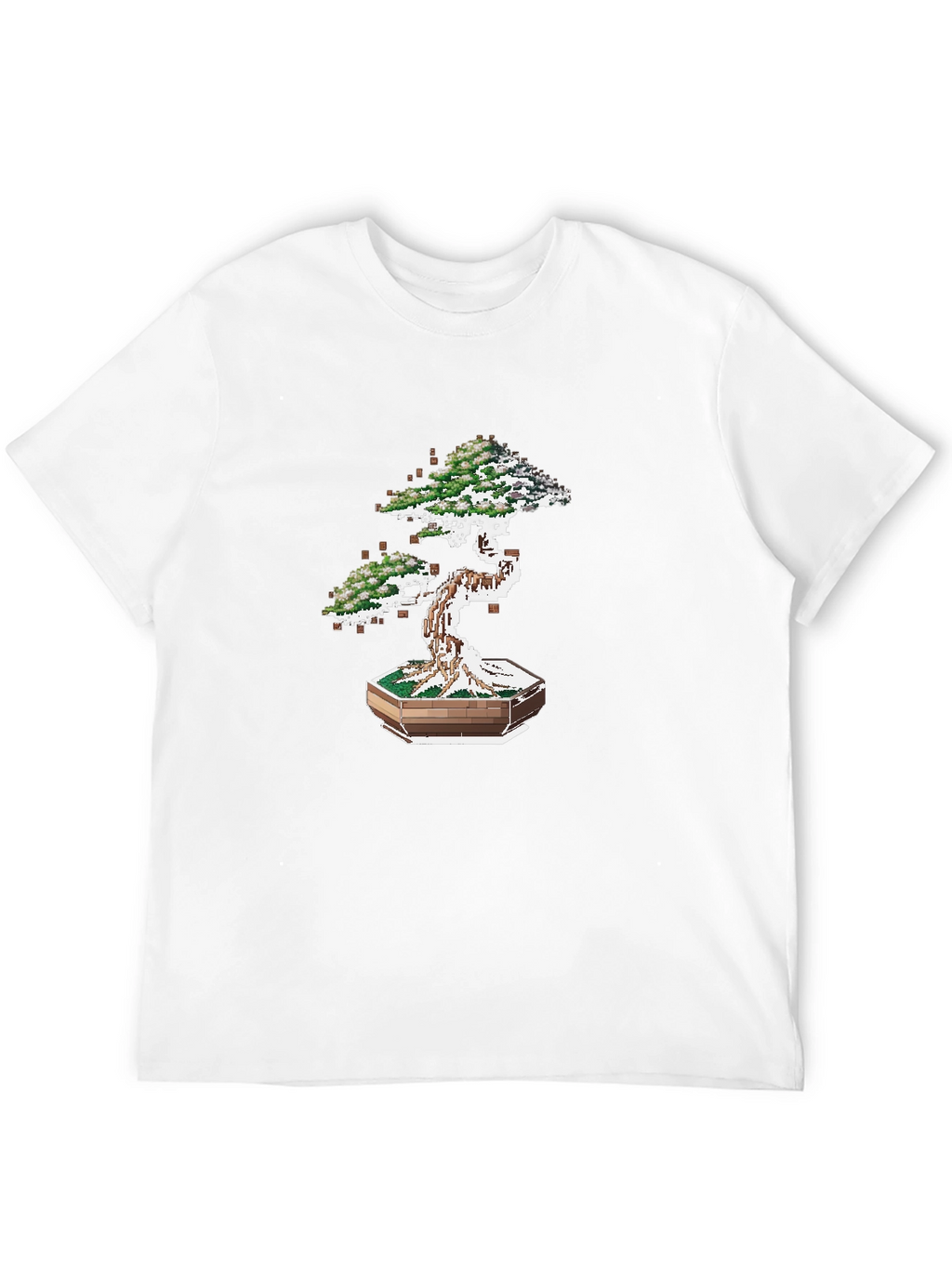Pixel Bonsai Tree Graphic Tee - Unique Artistic Design
