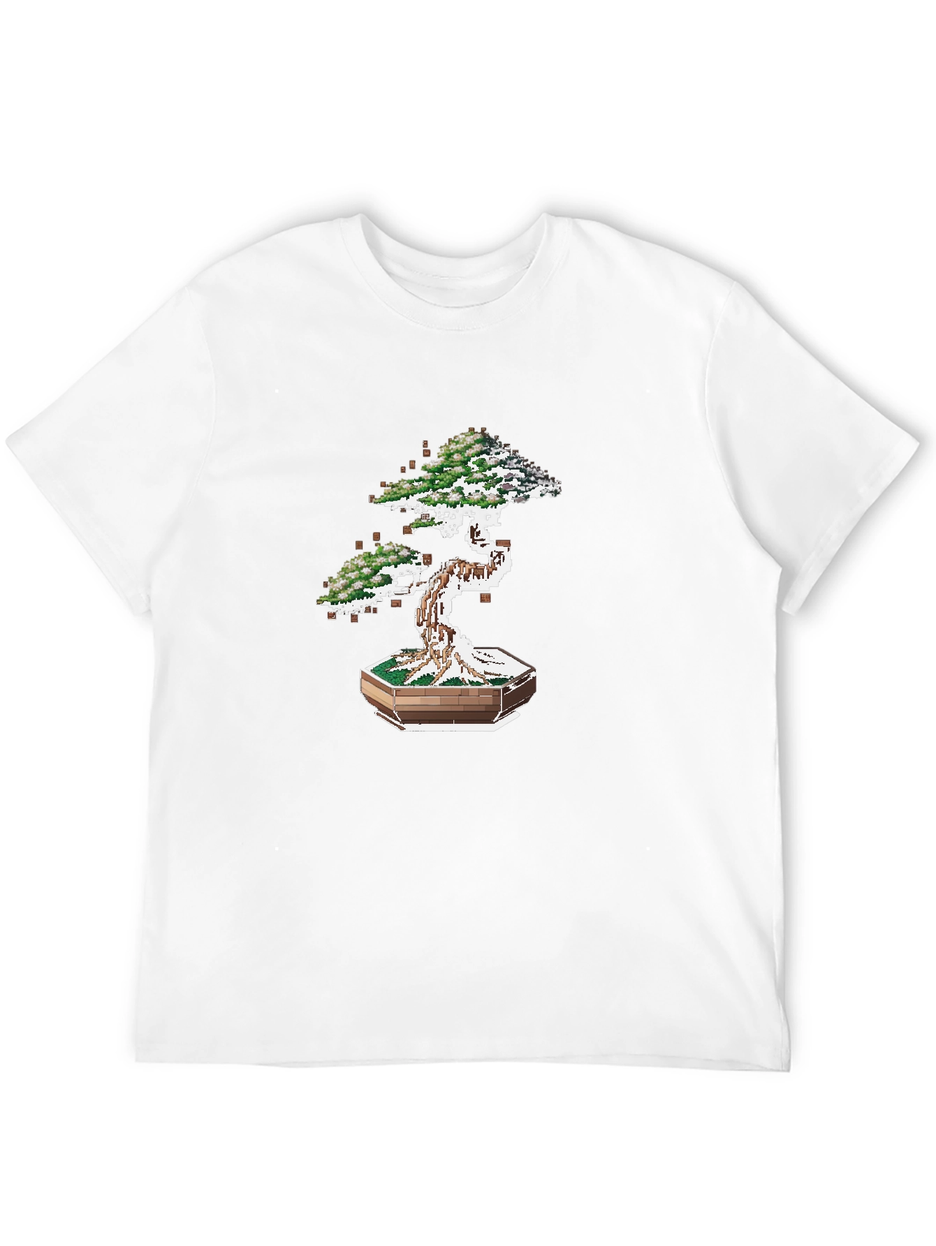 Pixel Bonsai Tree Graphic Tee - Unique Artistic Design
