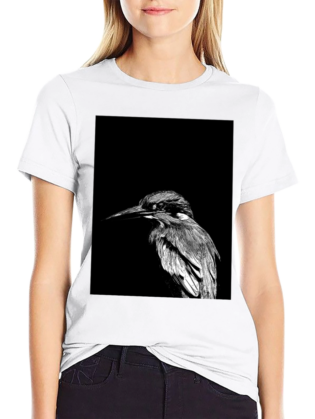 Monochrome Bird Graphic Tee - Stylish Black T-Shirt